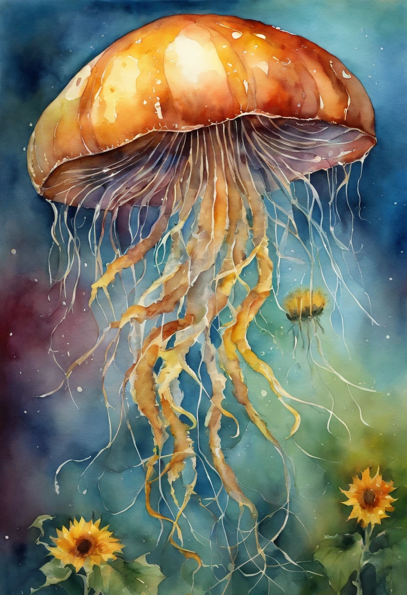 Jellyfish and sunflower