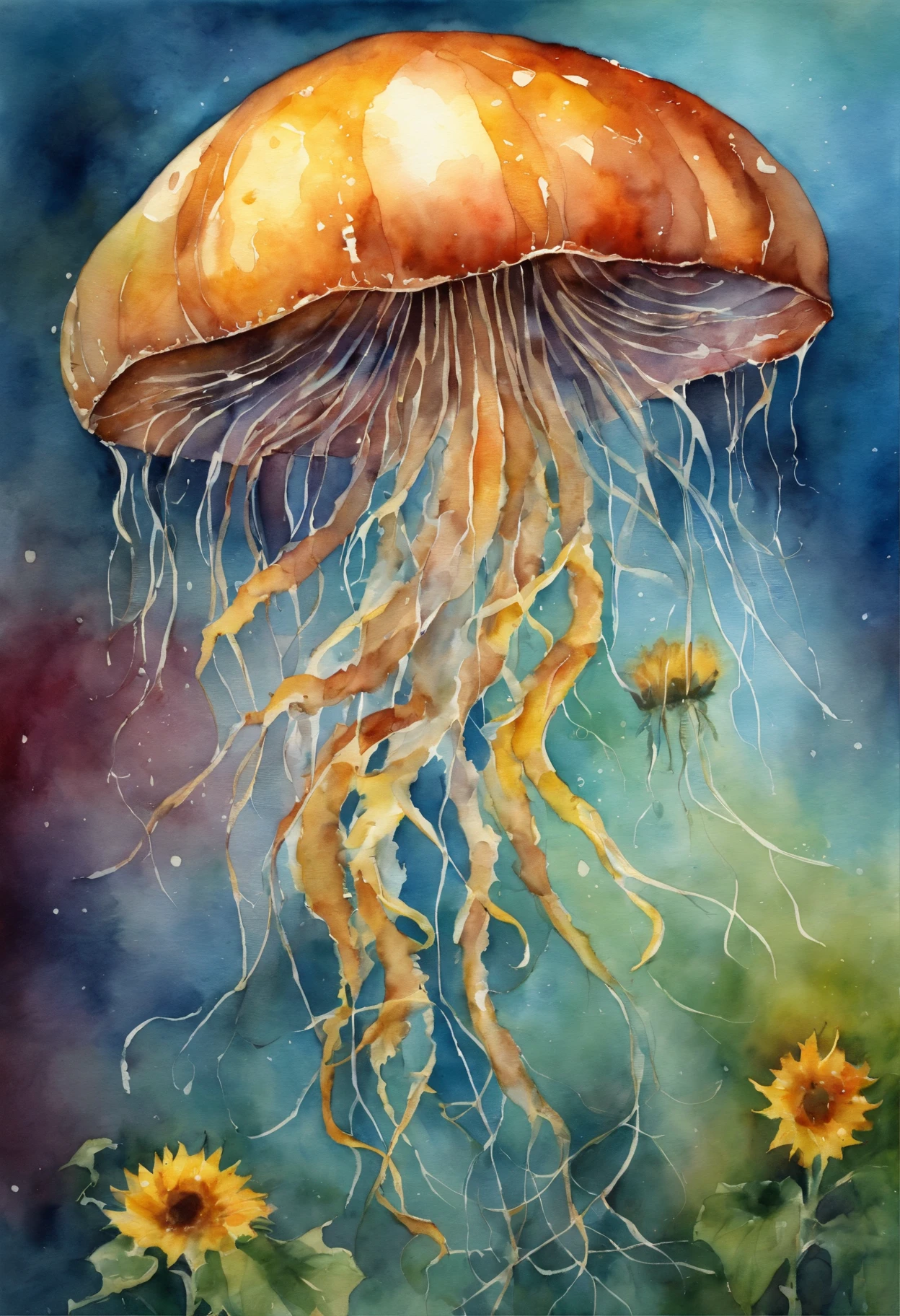 Jellyfish and sunflower