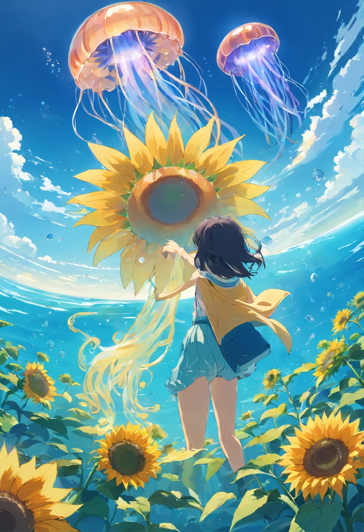 Jellyfish and sunflower