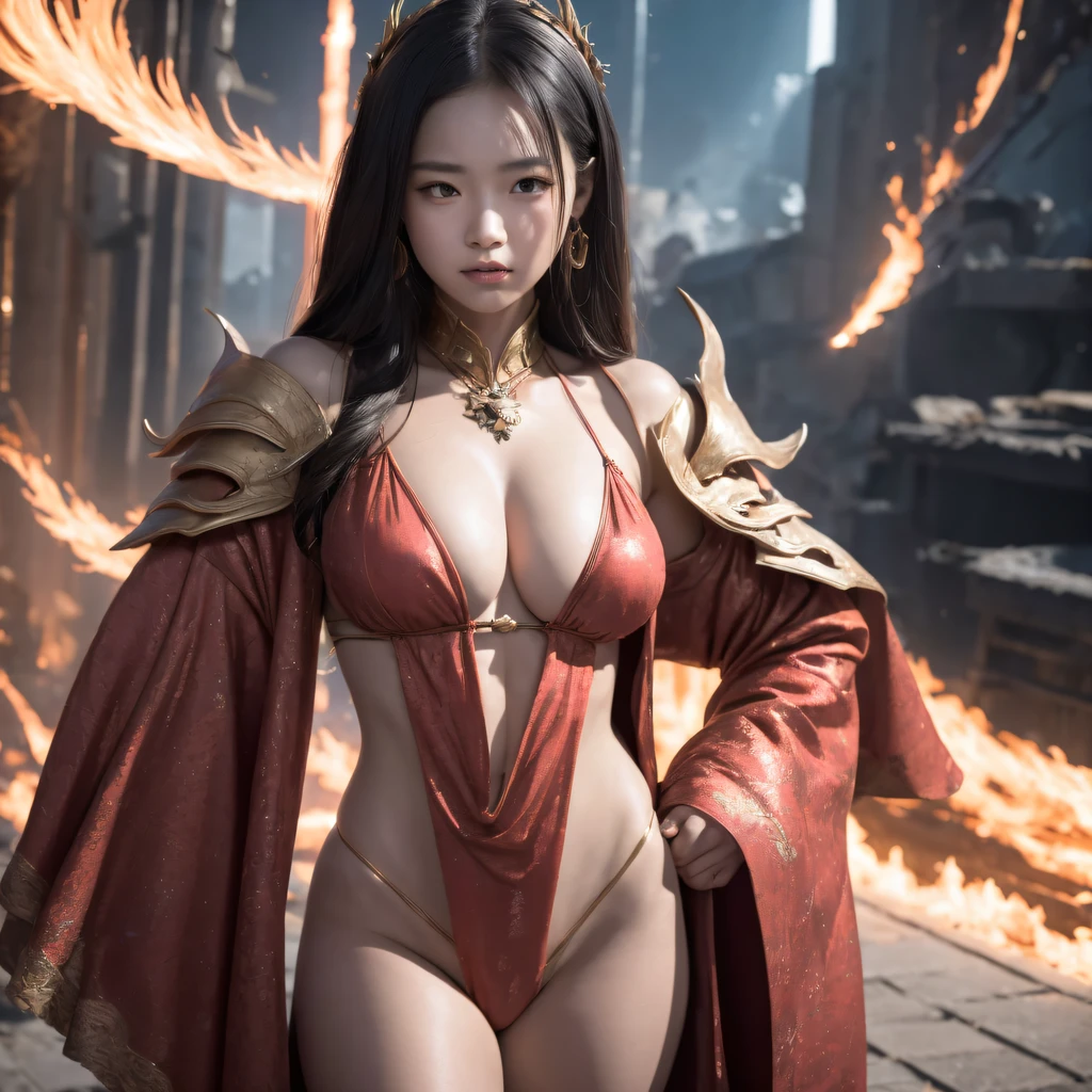 Future mecha female general,The void is shattered,Smoke-billowing mecha female CG Giant Secret Realm,Asian women pose in colorful bikinis, Realistic secret mech girl rendering, detailed face of a asian girl, Reality in the secret world, Smooth CG art, Realistic. Cheng Yi, Realistic secret style, A lovely secret rendering, Rendu portrait 8k, Render character art 8 K, Realistic portrait of a mecha woman, (Linen batik scarf), Angry fighting stance, looking at the ground, Batik linen bandana, Mecha Female Secret Realm(Abstract propylene splash:1.2), Dark clouds lightning background,废墟(realisticlying:1.4),Black color hair,Flour fluttering,Telephoto lens high, A high resolution, the detail, RAW photogr, Sharp Re, Nikon D850 Film Stock Photo by Jefferies Lee 4 Kodak Portra 400 Camera F1.6 shots, Rich colors, ultra-realistic vivid textures, Dramatic lighting,8K quality, Girls,Backstreets, Dark clouds lightning background(realisticlying:1.4),Black color hair,Uncharted, RAW photogr, Sharp Re, Nikon D850 Film Stock Photo by Jefferies Lee 4 Kodak Portra 400 Camera F1.6 shots, Rich colors, ultra-realistic vivid textures, Drama light film CG agency,Tropical canyon battle scene、Mecha woman、Faraway view、intense battles、high detal、masuter piece、NSFW,Mecha Woman Doomsday Ruins(Uncharted)Climb the streets(Armageddon)eyes filled with angry,Clenched his fists