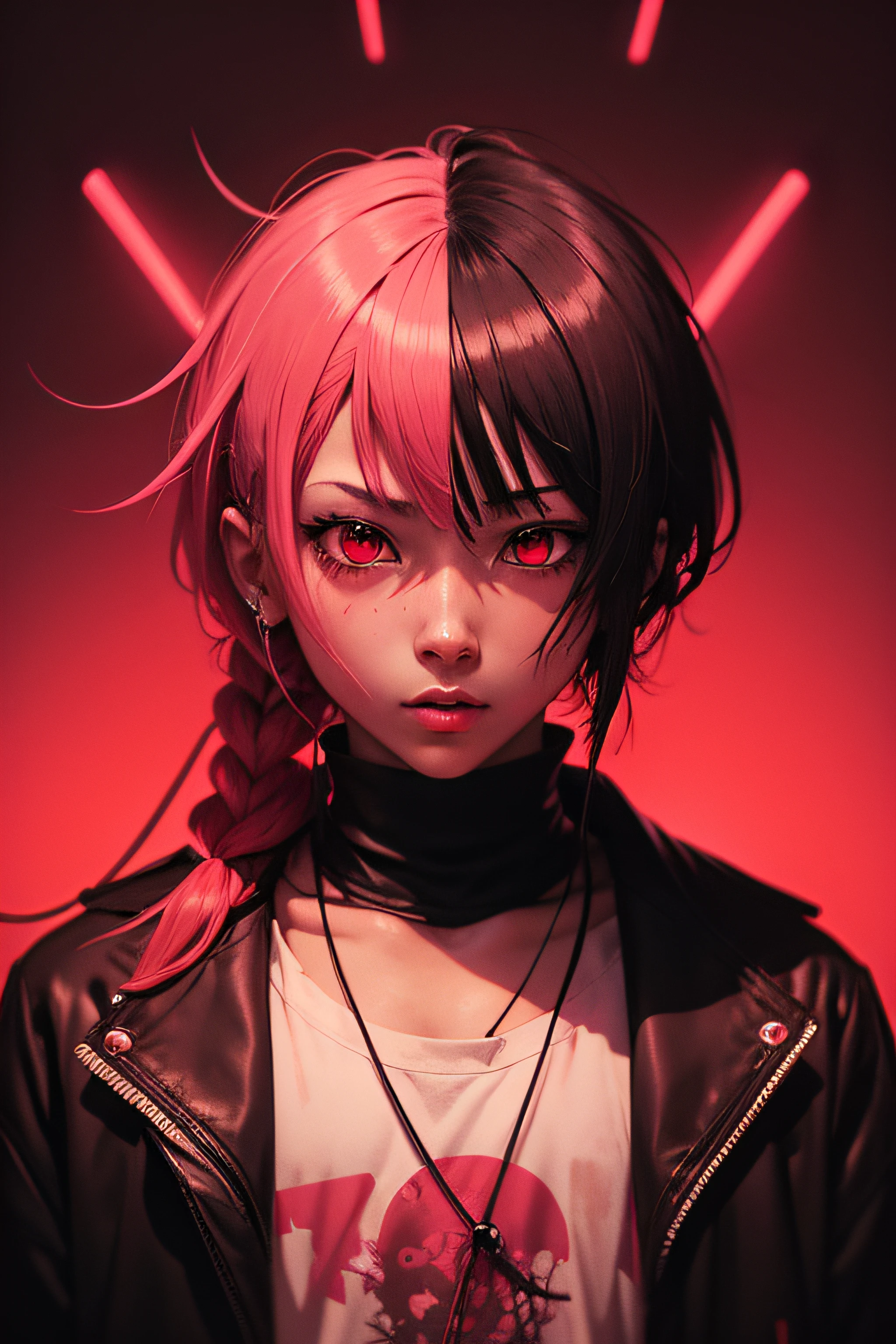 anime phonk brain sick horror album cover with neon red colors