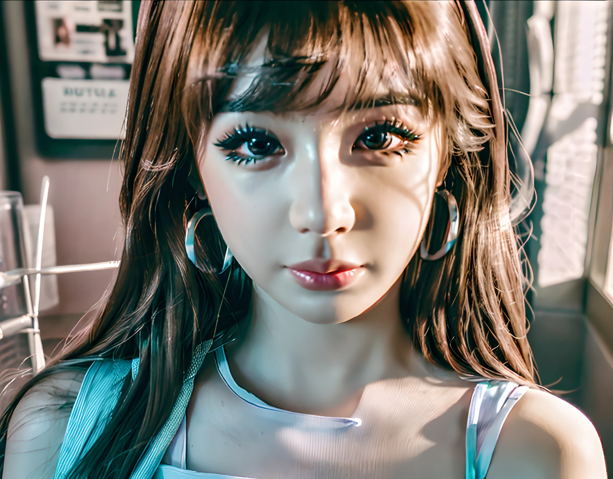 a photo of a woman , (park bom:1.3), (rendered in octane:1.1) , (rendered in unreal engine:1.1) , (realistic photography:1.4), (ultra-realistic:1.0), (detailed eyes:1.1), (photorealistic:1.1), (realistic:1.1), (real life:1.1), (photograph:1.1), detailed background, detailed night sky aurora , detailed soft lighting , detailed masterpiece , sharp focus , detailed cinematic lighting , detailed rim lighting , detailed glossy skin , shiny skin , (park_bom:1.2), soft lighting , surprised, serious, sad, confused , ring fill flash , detailed vibrant colors , refraction , detailed prism , detailed rainbow , detailed lensflare, looking at viewer , detailed mascara , detailed squinting eyes , detailed sparkling eyes , detailed fisheye lens , detailed kpop idol , detailed graffiti, detailed blue eyeshadow , detailed strapless blue dress , detailed hoop earrings , pastel blue long hair, detailed hair, detailed background, detailed face, coherent details, natural details, natural park bom, medium chin, Very Detailed Park Bom, Long Pastel Blue Hair, super detailed, lots of details in the hair, lots of details in the clothes, lots of details in the across the entire image, detailed face, detailed hair, seriously, coherent details across all prompts, natural and realistic details, details on the scene, Sharp lines, no blur, no pixelation, high quality, highres, 4k, flying hair, very detailed background. very detailed face, very detailed clothes, very detailed night sky, real Park Bom, realistic Park Bom, natural Park Bom