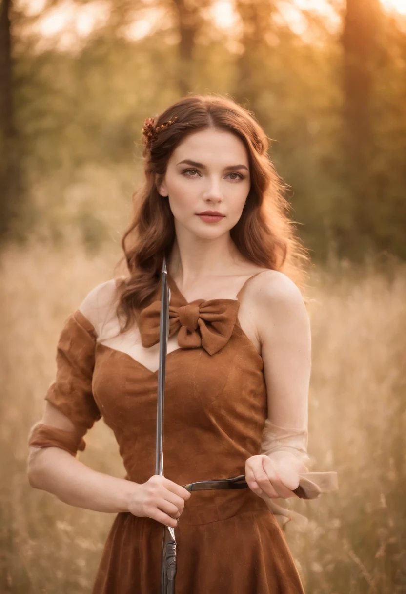 astrology, Sagittarius zodiac sign, Zodiac Sign Sagittarius Woman, humanizing the zodiac sign Sagittarius, Woman with a bow in her hands, detailed photo, higly detailed, Photo to the waist, Fair complexion, A woman of about 25 years old