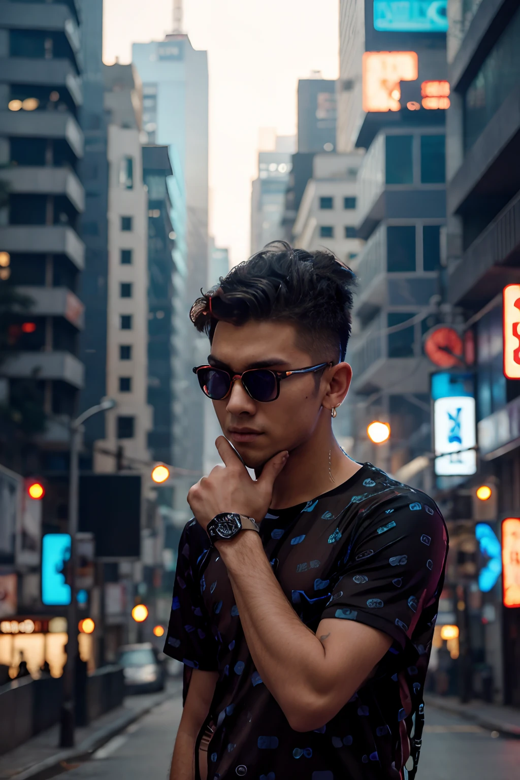 changing background cyberpunk handsome boy