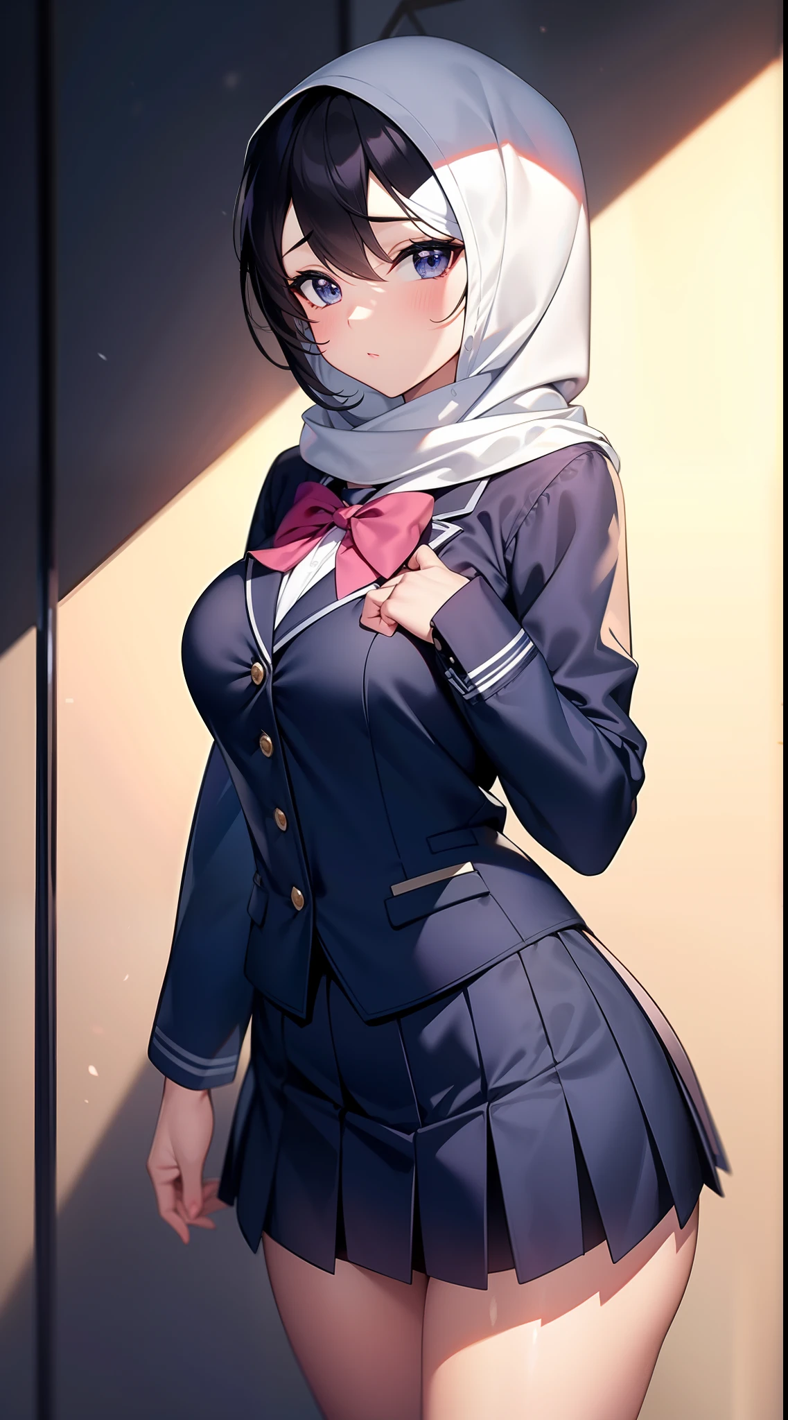 ((top-quality,16k , tmasterpiece:1.3)),Beautiful girls in Perfect Shape:1.3,(School girls),((Looking at viewer )),(Cute),(School Uniform),(Hijabi),(Class Background)