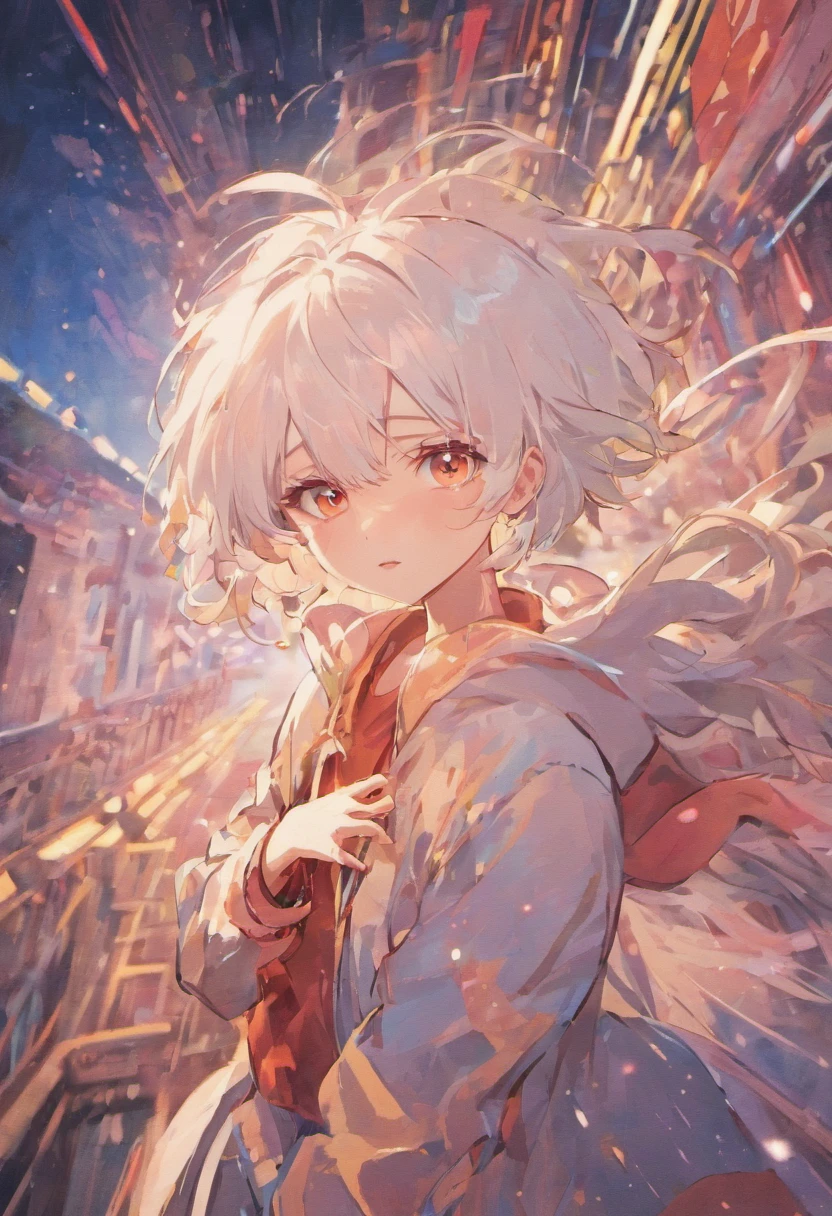 Two-dimensional characters、white hair、Boyish girl in short cut。Fair eyes are red