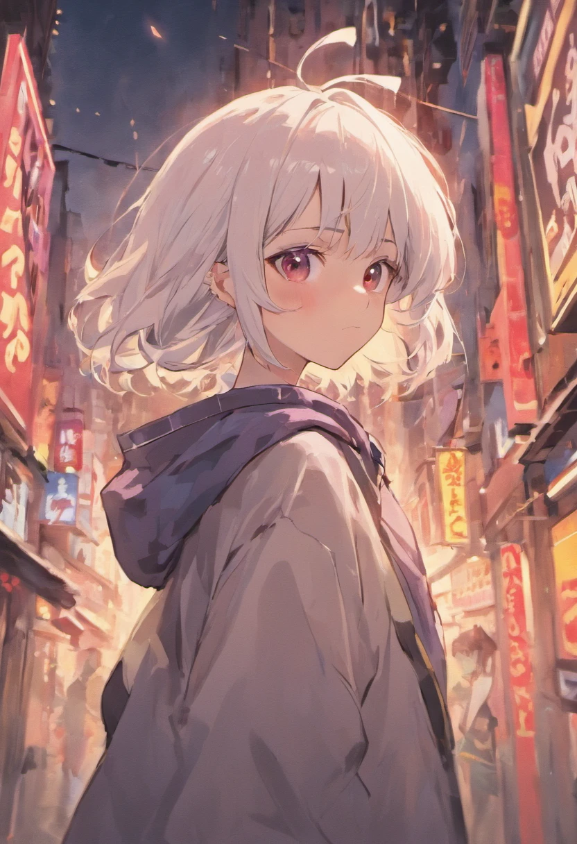 Two-dimensional characters、white hair、Boyish girl in short cut。Fair eyes are red