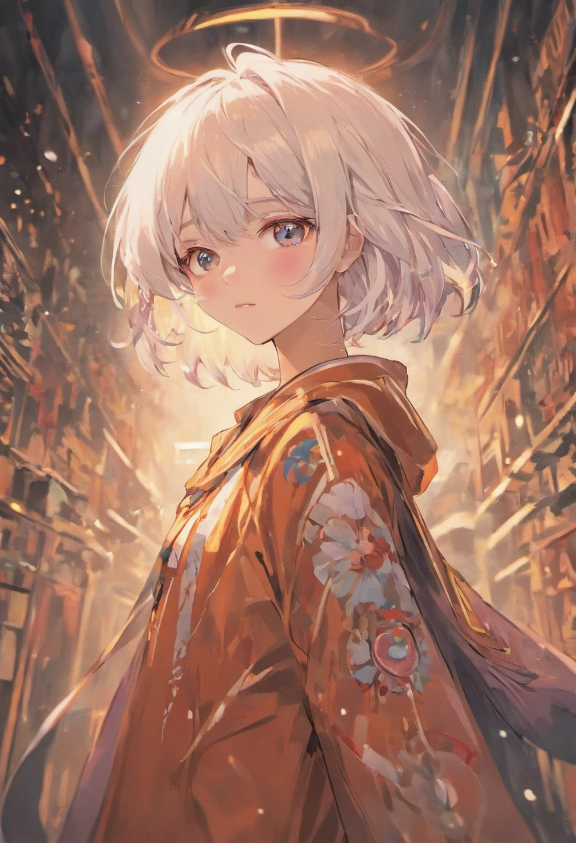 Two-dimensional characters、white hair、Boyish girl in short cut。Fair eyes are red