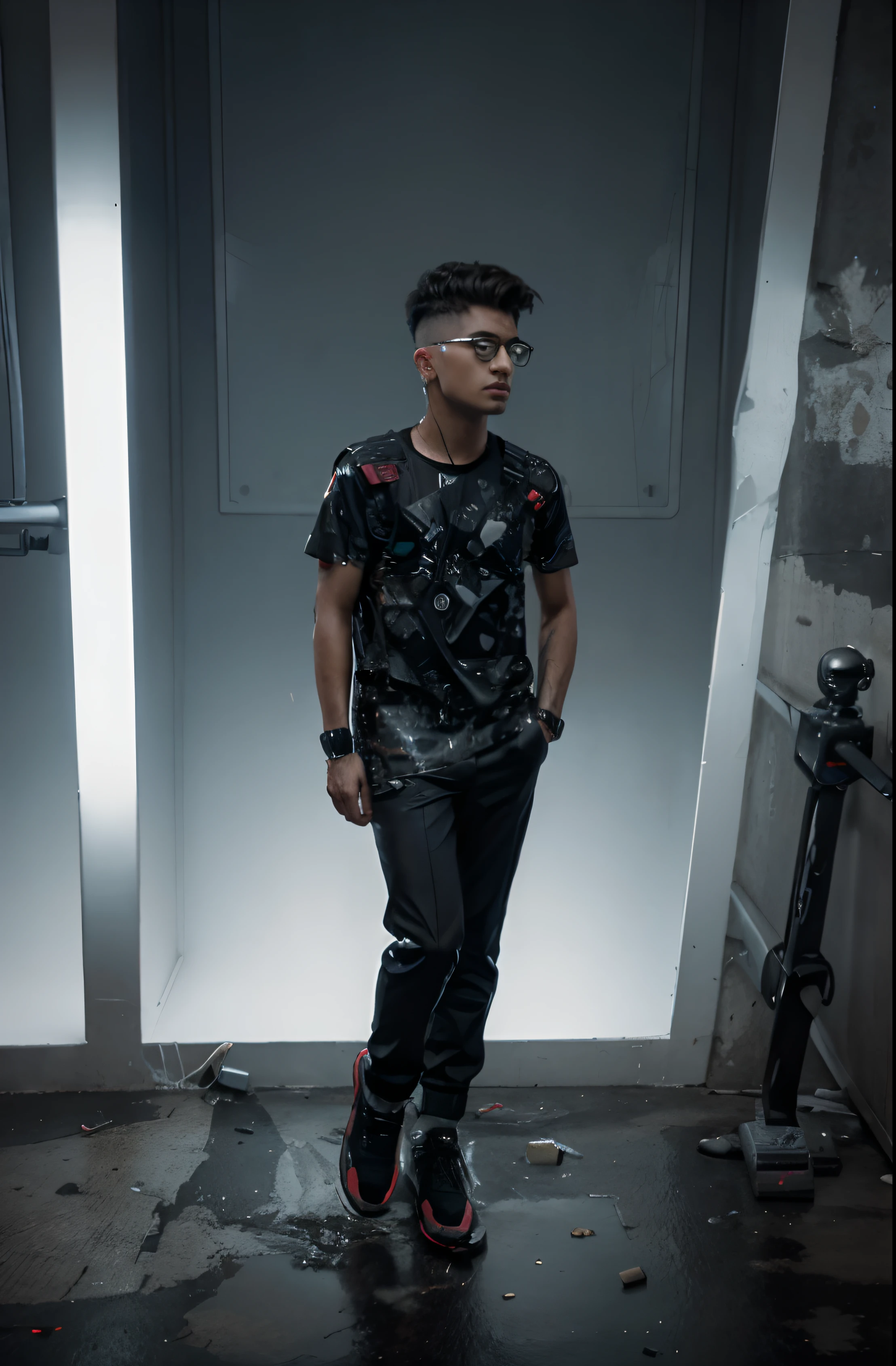 Change background cyberpunk handsome boy, realistic face, 8k, ultra realistic