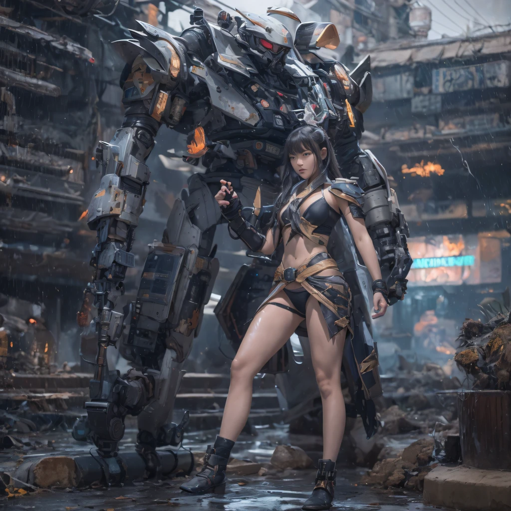 Mecha Female CG Giant Secret Realm,Asian woman poses in colorful futuristic matte armor, Realistic secret mech girl rendering, detailed face of a asian girl, Reality in the secret world, Smooth CG art, Realistic. Cheng Yi, Realistic secret style, A lovely secret rendering, Rendu portrait 8k, Render character art 8 K, Realistic portrait of a mecha woman, (Linen batik scarf), Angry fighting stance, looking at the ground, Batik linen bandana, Mecha Female Secret Realm(Abstract propylene splash:1.2), Dark clouds lightning background,废墟(realisticlying:1.4),Black color hair,Flour fluttering,Telephoto lens high, A high resolution, the detail, RAW photogr, Sharp Re, Nikon D850 Film Stock Photo by Jefferies Lee 4 Kodak Portra 400 Camera F1.6 shots, Rich colors, ultra-realistic vivid textures, Dramatic lighting,8K quality, Girls,Backstreets, Dark clouds lightning background(realisticlying:1.4),Black color hair,Uncharted, RAW photogr, Sharp Re, Nikon D850 Film Stock Photo by Jefferies Lee 4 Kodak Portra 400 Camera F1.6 shots, Rich colors, ultra-realistic vivid textures, Drama light film CG agency,Tropical canyon battle scene、Mecha woman、Faraway view、intense battles、high detal、masuter piece、NSFW,Mecha Woman Doomsday Ruins(Uncharted)Climb the streets(Armageddon)eyes filled with angry,Clenched his fists