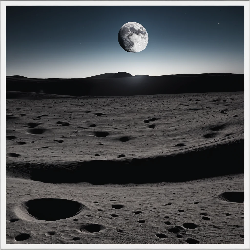 Master Parts、Superior Quality、superior image quality、The 8k quality、Beautiful pictures of the starry sky、magnifica、Arched Milky Way:1.25、Alafed view of Earth from the lunar surface:1.25, Lunar surface, space photo, on the moon, moon background, moon background, on the moon, Lunar soil, space photo, moonscape, Focus on the Moon, On Moon, Numerous craters, Seeing the Earth from the surface of the moon:1.9, big earth in the sky:1.9, Crashed and weathered spaceship、Nebulae can be seen in the distance、Andromeda