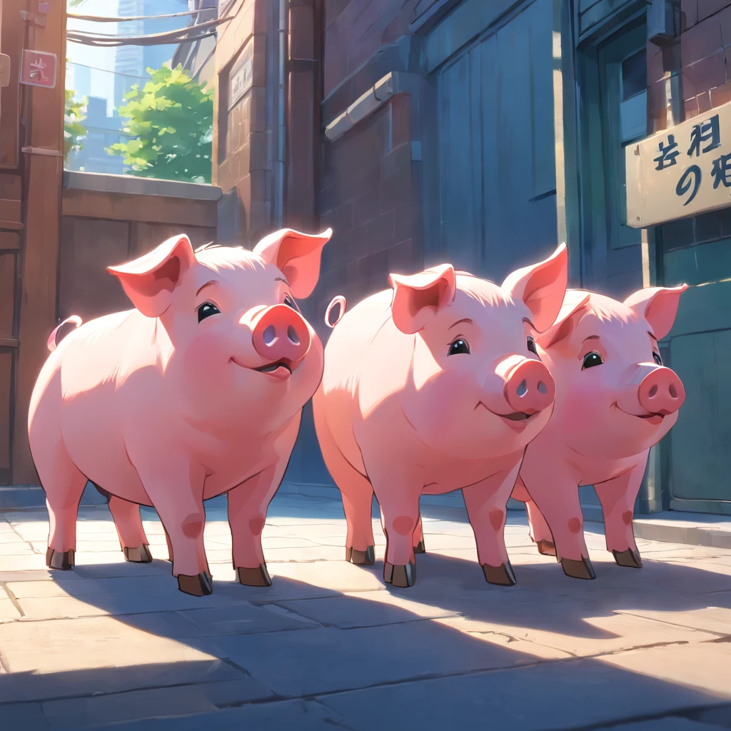 Drawing cartoon pigs，3D style，blender，adolable