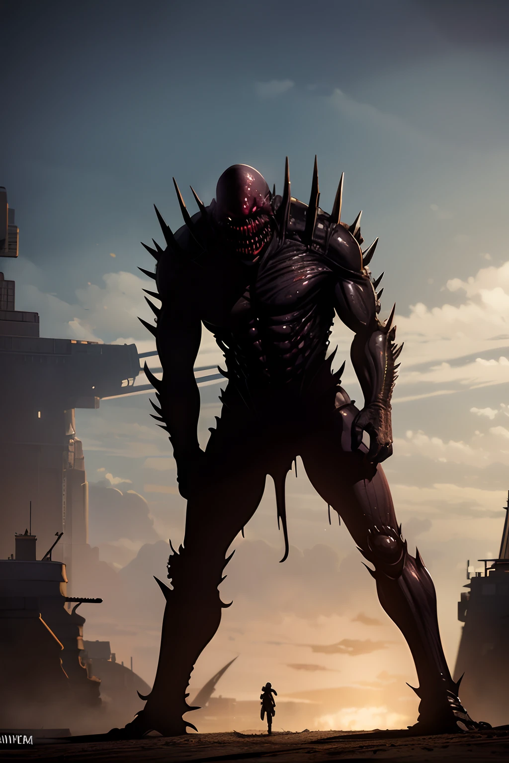 Invading alien，Giant pliers，uncanny, killing intent, Dark style，Hyper-realistic，best qualtiy，8K,  Monster, beast, alone, lonely, angry, evil, dark, ugly, full body, demonic, abomination