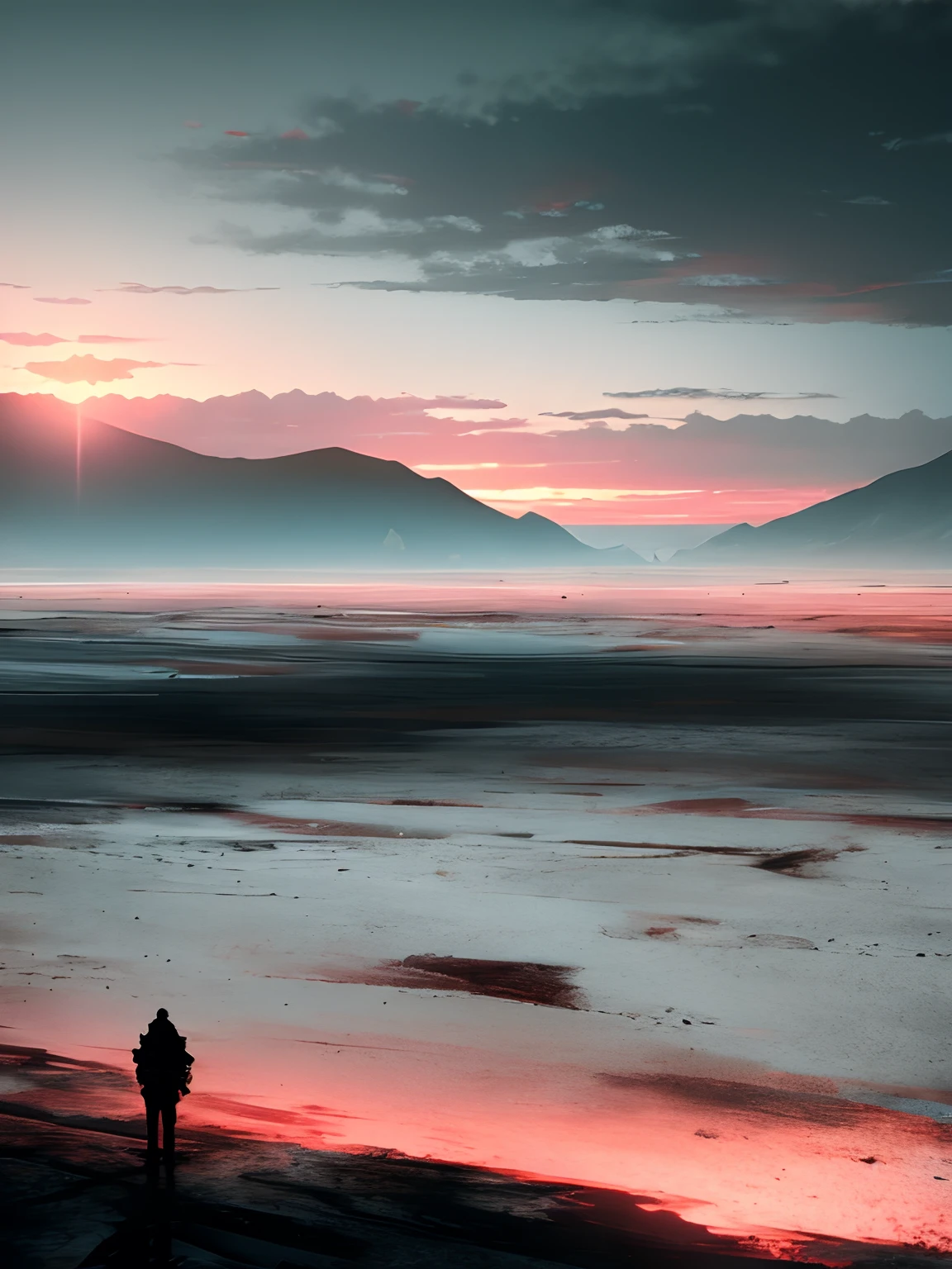 a desolate landscape with a dark, threatening horizon, glow effect, hyperdetailed