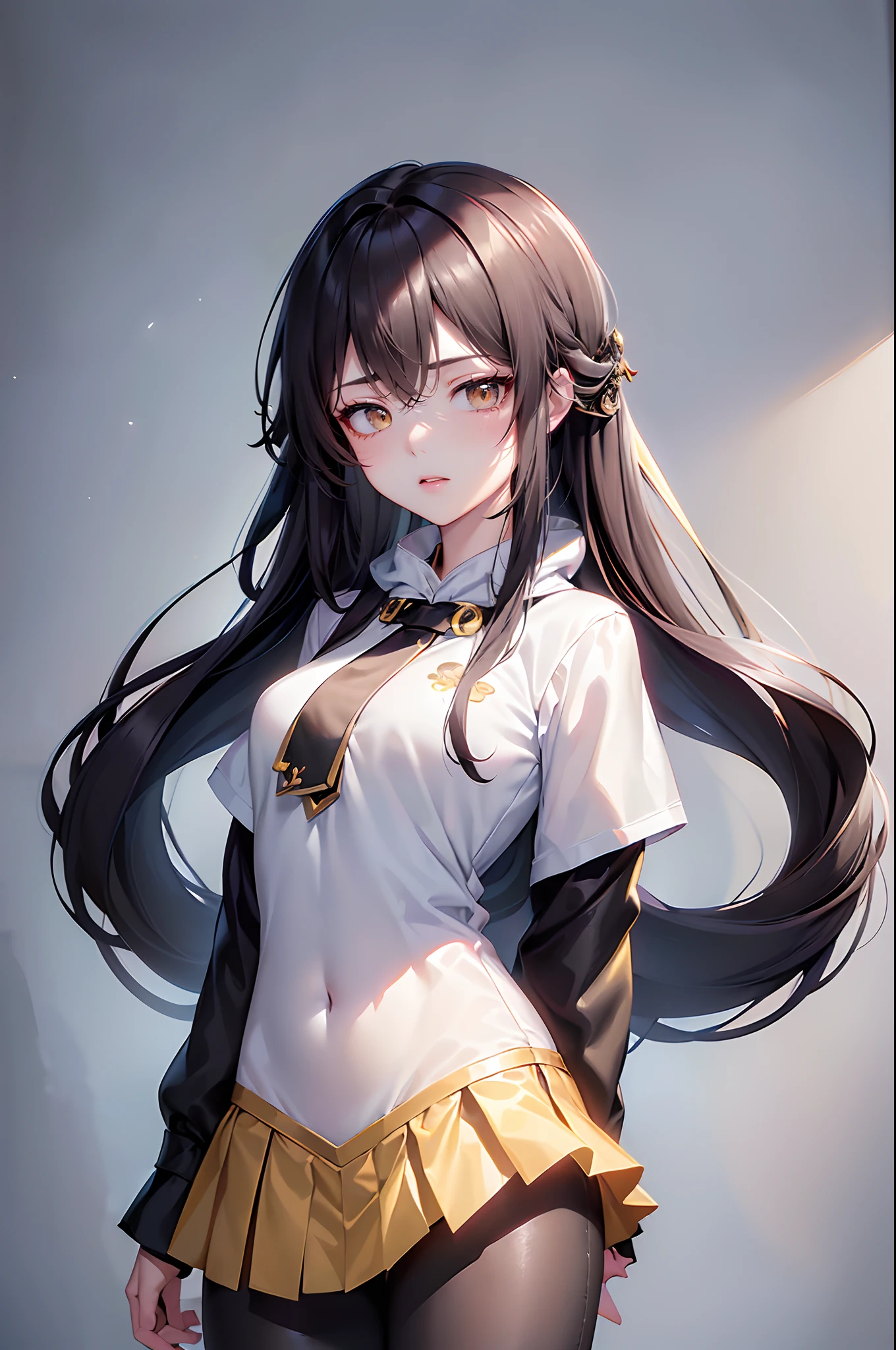 (4K works))、masterpiece、(top-quality)、In front of the wall、Korean female、hi-school girl、((High school girl 18 years old))、((Face similar to Hyun Jin))、cool lady、tall、((Glaring expression))、((Sleepy face))、((Strong eyes))、((Wearing a white T-shirt and a black hooded jacket、Wearing long black pants))、((Wear a black mask))、((smaller face))、Slim body、((How to stand selling fights))、((Cheeky way of standing))、((Bad girl))、((Black long-haired))、((Yellow eyes))、((shot from front))、((Looking down on the viewer))、((rearing))、((Shot alone))、((Solo Photography))