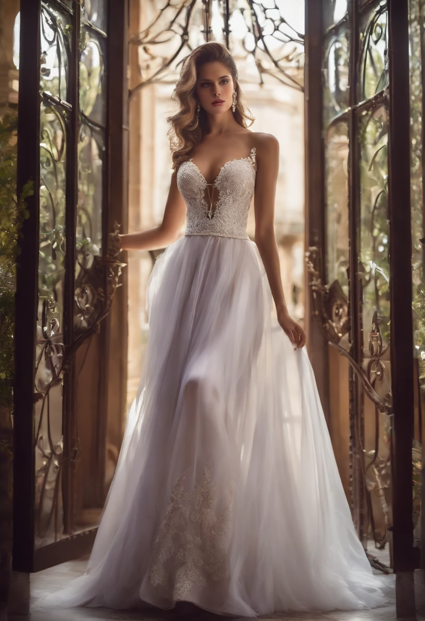 Arapefi, Purple princess dress， Look up at the camera， wearing high heels，Place your hands on your chest，Wear a crown，choker necklace，mouth opening，Close up from above，next to a window, In the castle, Sense of transparency，（oversized boobs，1.5），Expose cleavage，Turn around and look at the camera，tmasterpiece，Flawless，Sense of transparency，Empty inspiration，More details and decoration，Exposing thighs，8K，（Wear decorations such as rings，1.9），White-colored skin，Ornate ornament，White waist stockings，one-girl，(Dissection is correct，PremiumQuality, high detal, Masterpiece）