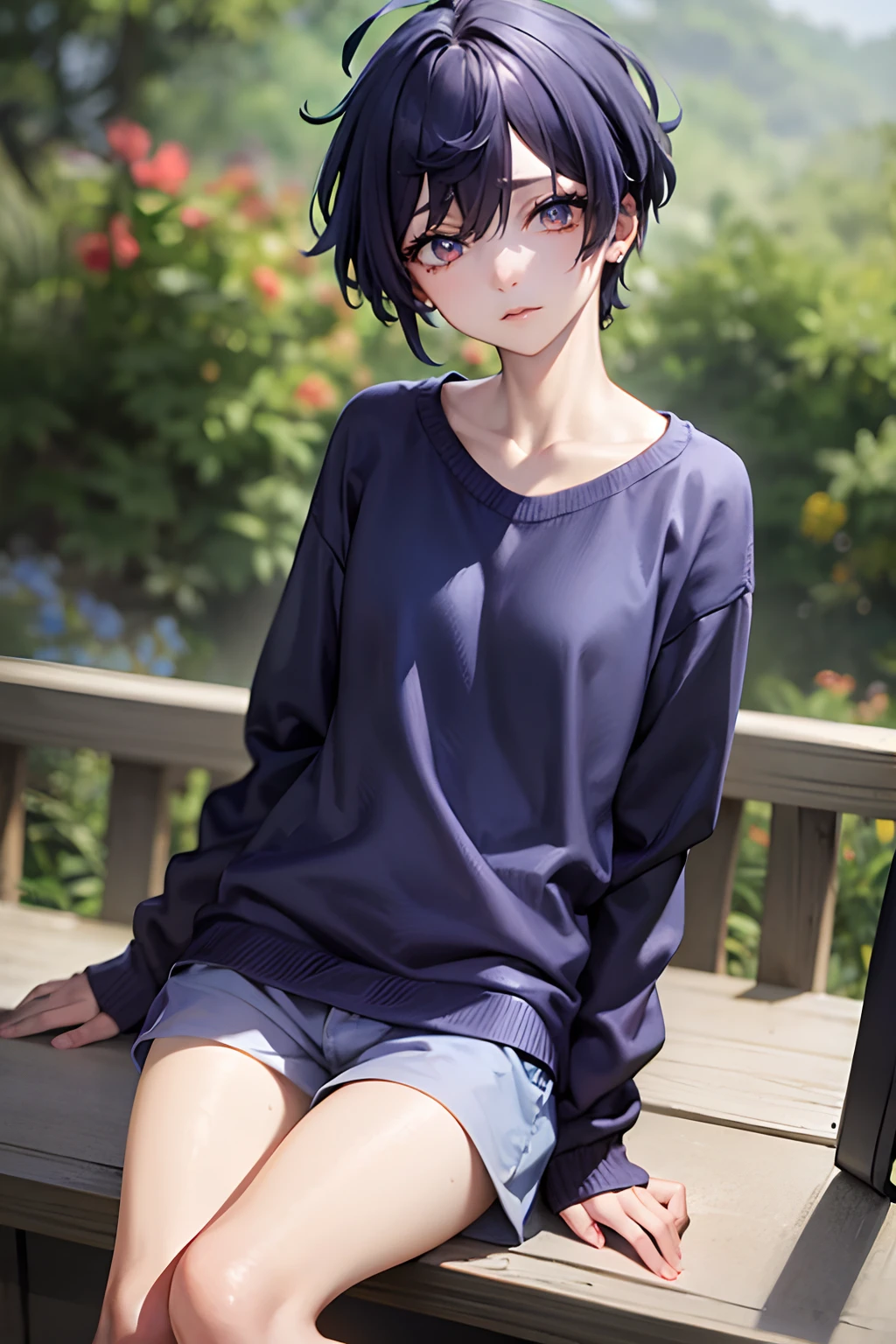 best qualityer,tmasterpiece,(tilt:1.4),
1boys,blue hairs,short detailed hair,A puzzled look,Wear a sweatshirt