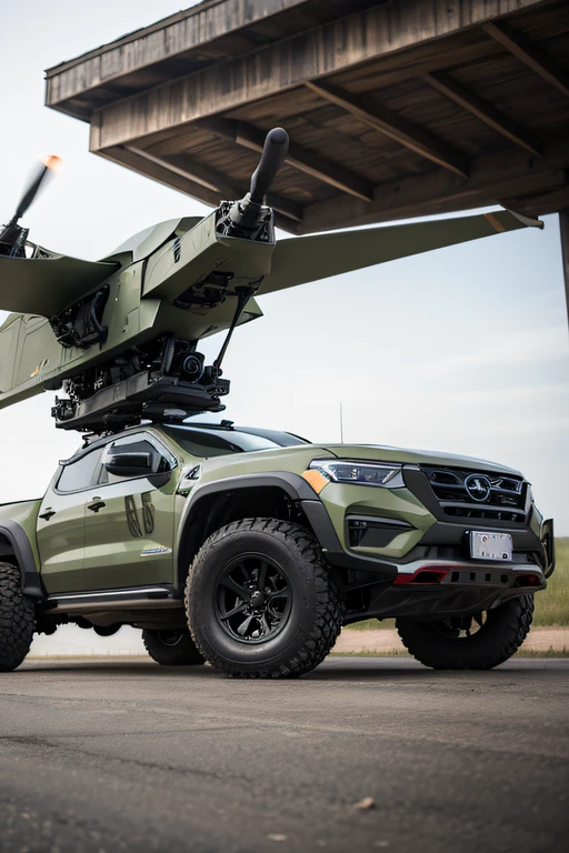 A three-quarters military unmanned vehicle，Look up