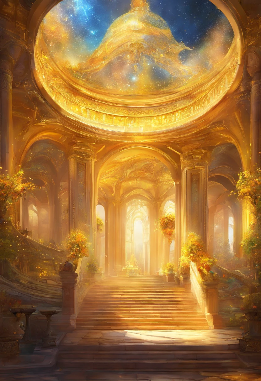 create Fantasy Wallpaper Art 1920x1080p, Opera House Inside, 3D, Majestic Opera House Inside, Yellow Color Mix with gold color