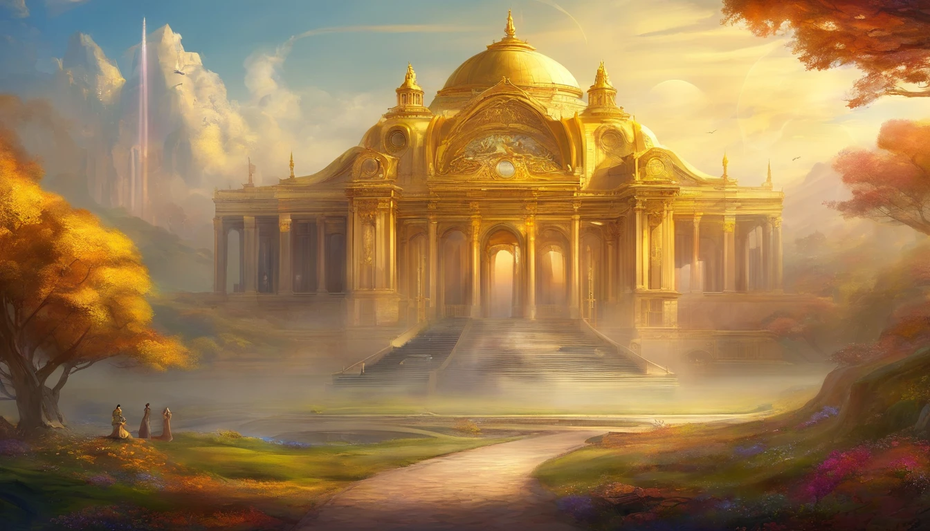 create Fantasy Wallpaper Art 1920x1080p, Opera House Inside, 3D, Majestic Opera House Inside, Yellow Color Mix with gold color