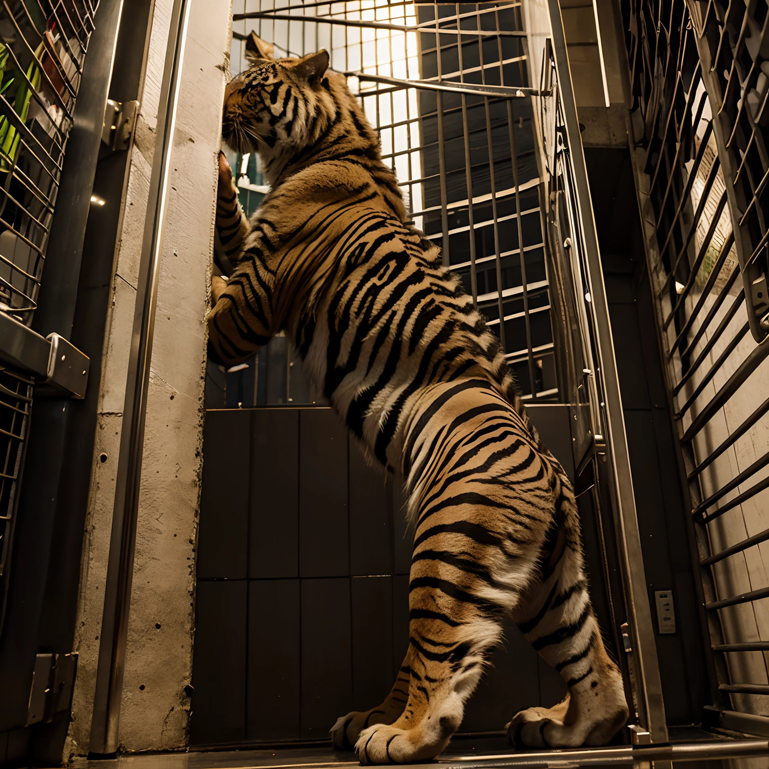 Tigre de bengala gigante no centro do rio de janeiro cagando