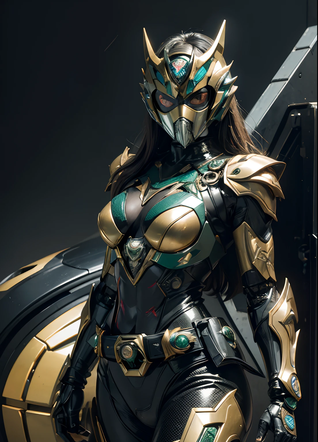 Textured skin, Super Detail, high details, High quality, Best Quality, hight resolution, 1080p, hard disk, Gorgeous beauty,(Kamen Rider),(mask off),(Female Riders),body suit,battle suits,Transformation Belt,Battle Mode,Metal,Transform into Kamen Rider,cyborgs