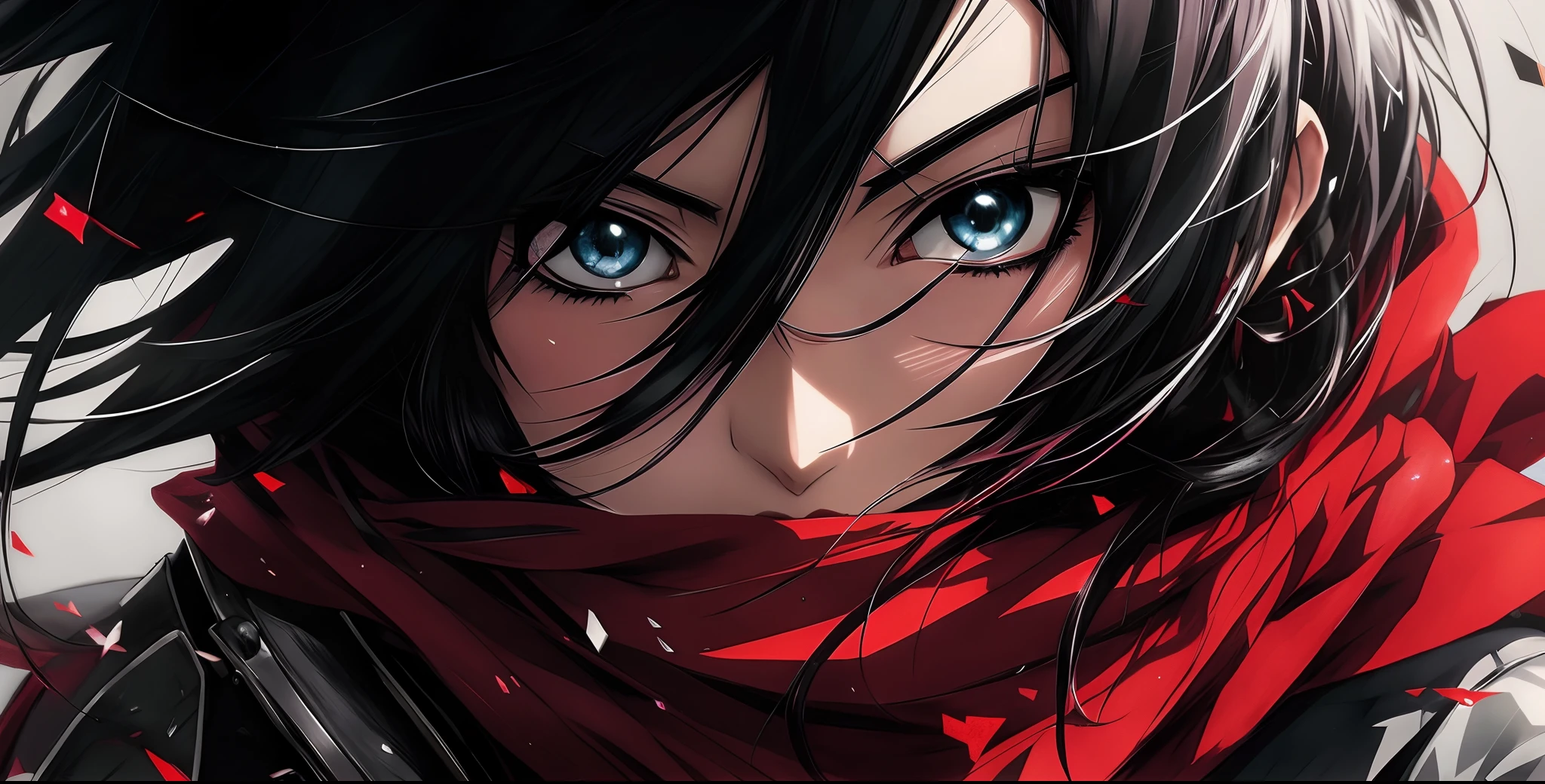 Anime girl with black hair and red scarf looking at camera, 4k manga wallpapers, 4K anime style, 4k anime wallpapers, Badass anime 8 K, stunning anime face portrait, Anime art wallpaper 4k, Anime art wallpaper 4k, Anime wallpaper 4K, 4k anime wallpapers, Anime art wallpaper 8k, Art Gem 4K