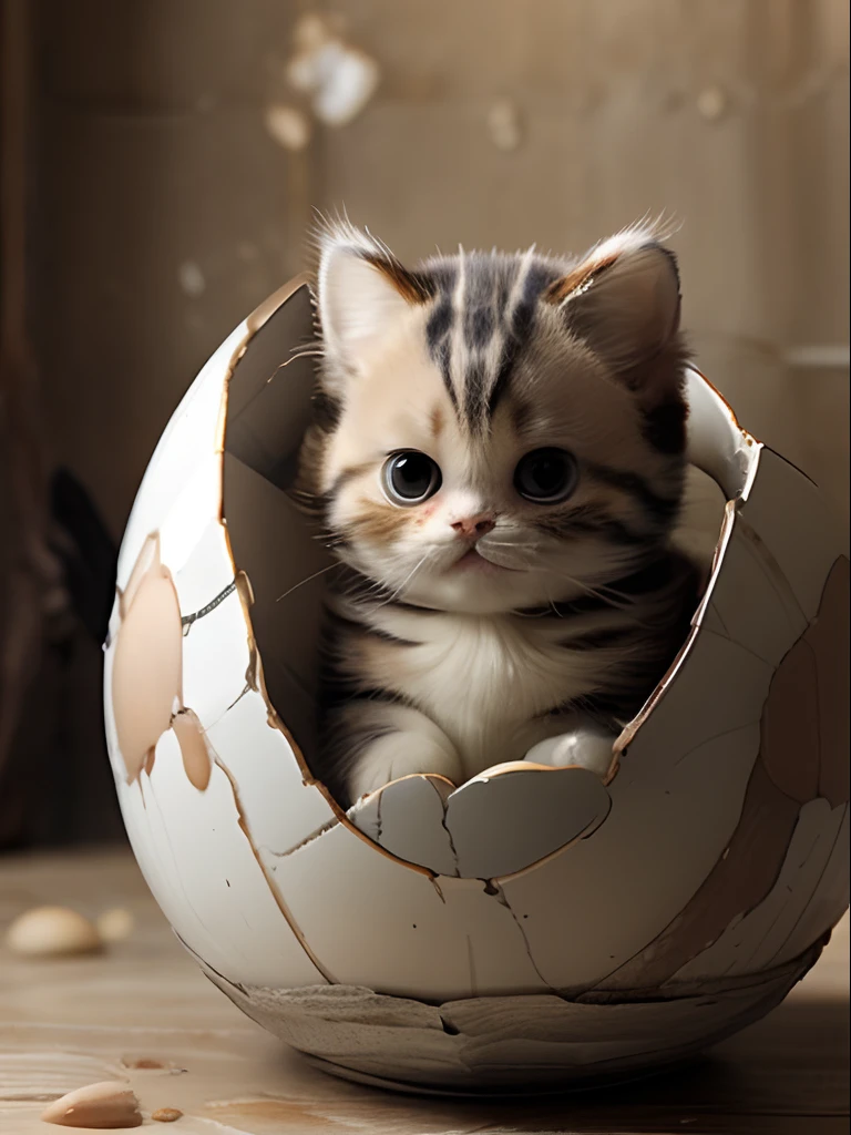 Baby Scottish fold from cracked white eggs