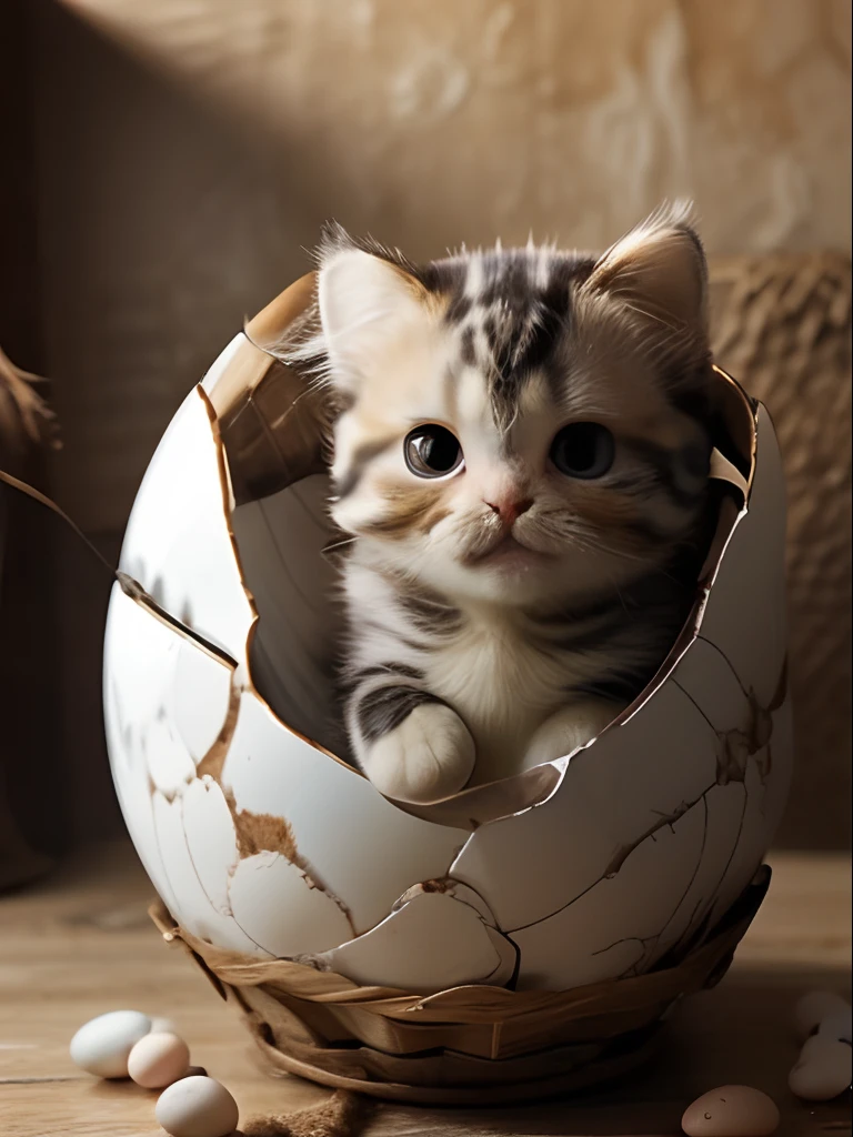 Baby Scottish fold from cracked white eggs