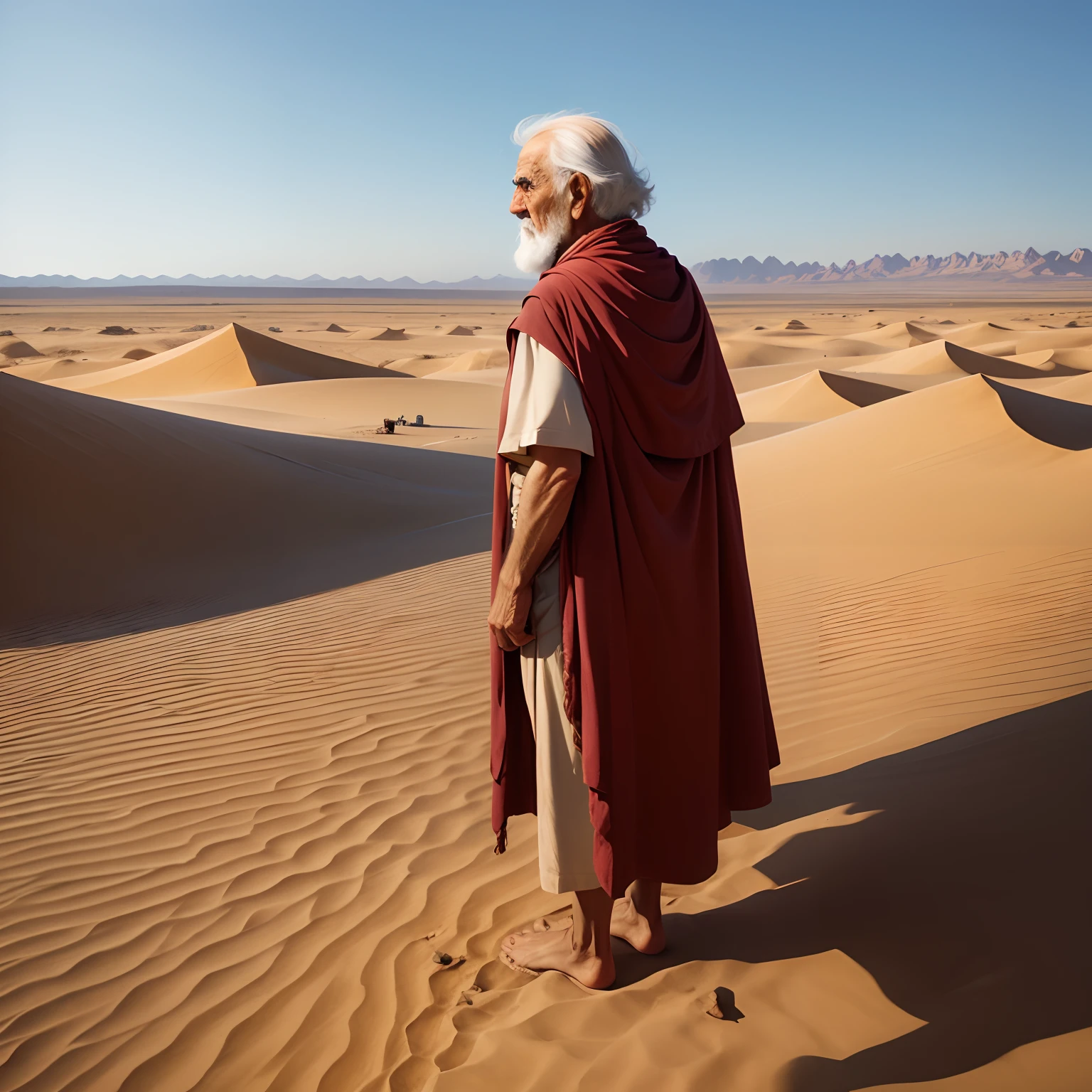 Moses Standing, contemplando o deserto do Sinai, aos 83 anos