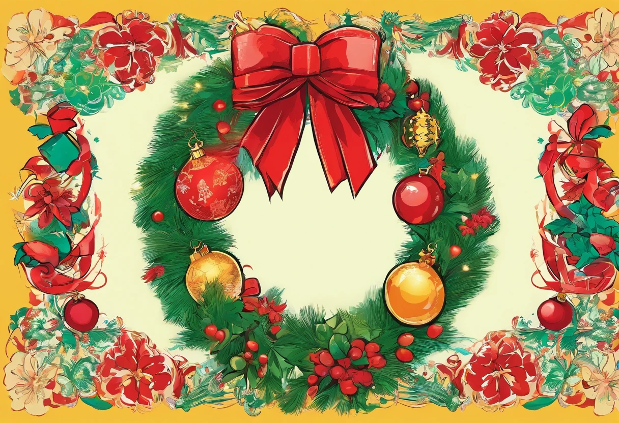 Christmas Wreath、Single-color background、masterpiece, Best Quality,a very delicate and beautiful