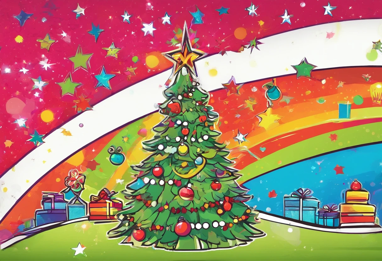 Christmas tree、Single-color background、masterpiece, Best Quality,a very delicate and beautiful