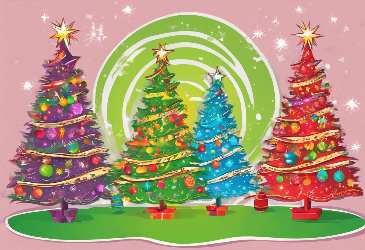 Christmas tree、(Single-color background)、masterpiece, Best Quality,a very delicate and beautiful