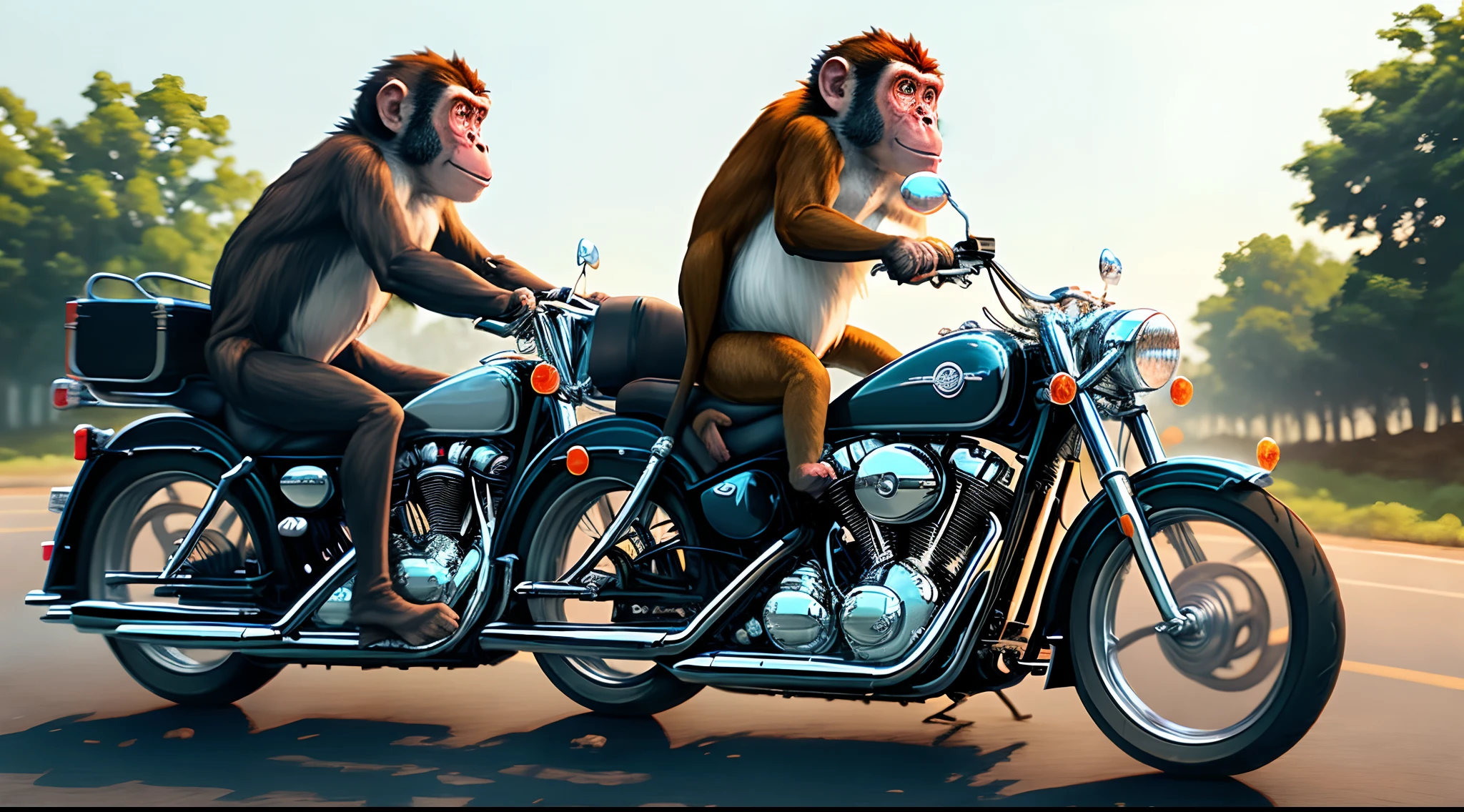 Monkey riding a motorcycle