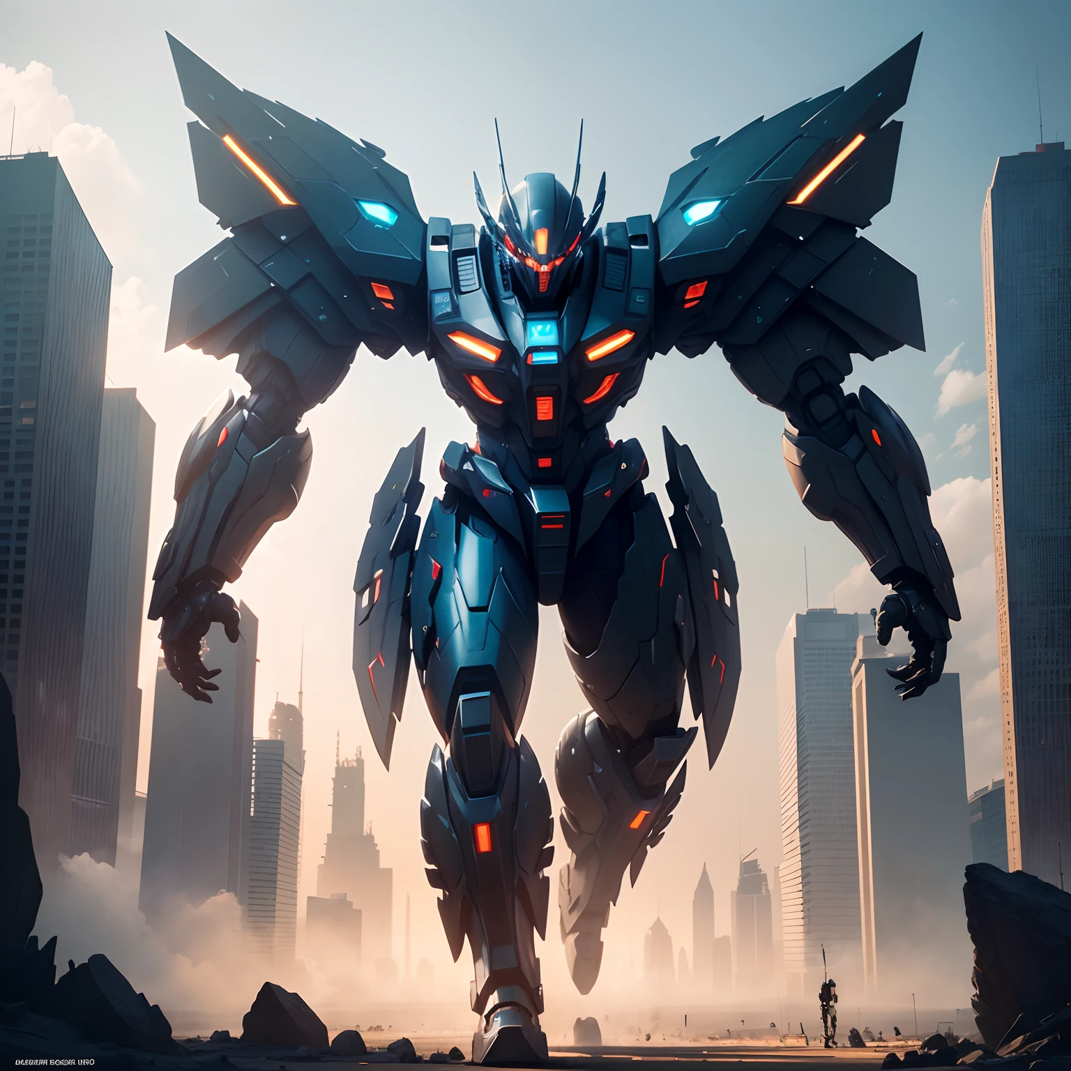 (Best Quality, 4K, 8K, hight resolution, masutepiece:1.2), Ultra-detailed, Realistic:1.37, Science fiction, futuristic design, Detailed wings, Inspired by Gundam, Cityscape, Beam saber, Dynamic action, Vivid colors, powerful stance, Robot craftsmanship, The best technology, Glowing energy, Mechanical precision, cybernetic enhancements, epic battle scene, towering skyscrapers, Immersive atmosphere, Intense lighting, Warzone of the future, exquisitedetails, Menacing presence, Iconic heroes, Advanced weapons, Mecha of the future, Sleek and aerodynamic, awe-inspiring, High-Tech Marvel, explosive energy, Dynamic Poses, Seductive composition, Brilliant execution, cinematic quality, grand, Magnificent masterpiece.