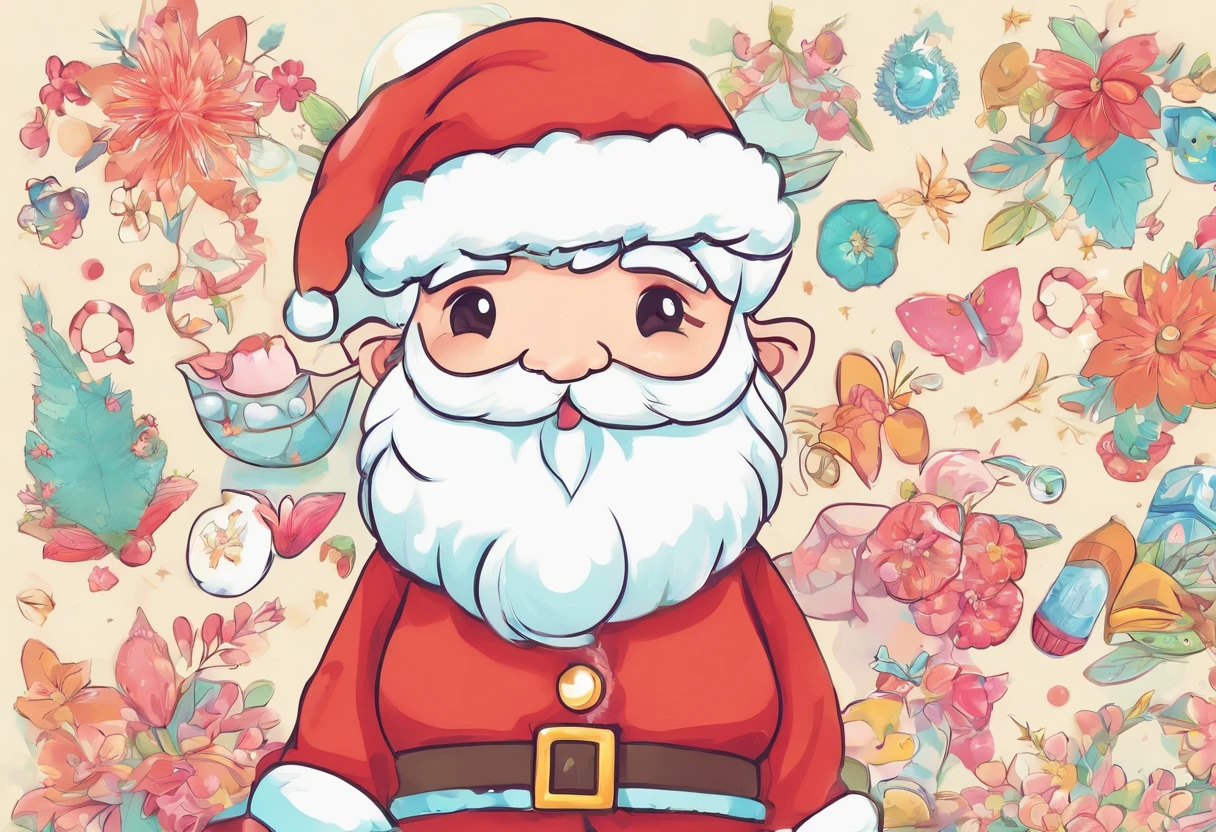 santa claus、Single-color background、masterpiece, Best Quality,a very delicate and beautiful