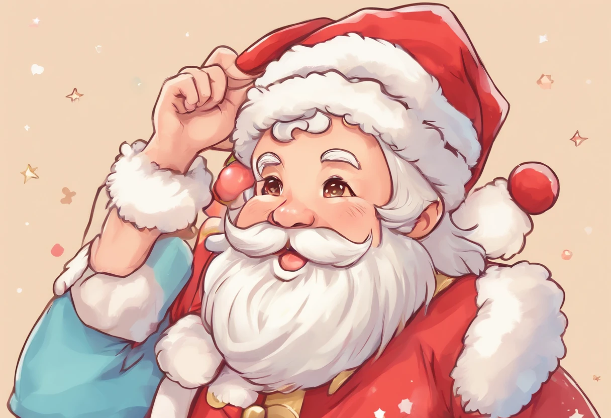 santa claus、Single-color background、simple background、masterpiece, Best Quality,a very delicate and beautiful