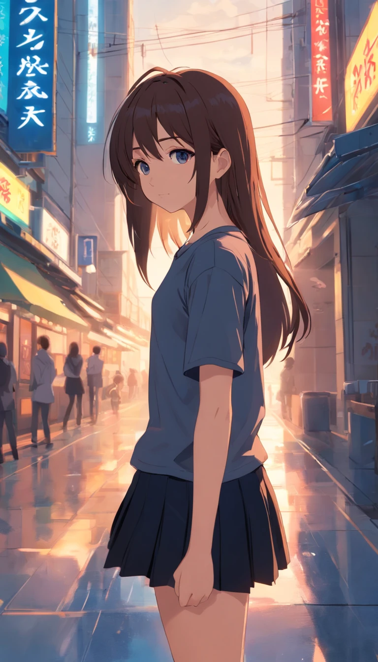 infp young woman,Normal appearance,medium build,Long hair that goes down to the waist,The eyes are sinister。She wears a black shirt and black skirt,Have you ever worn sneakers on your feet。