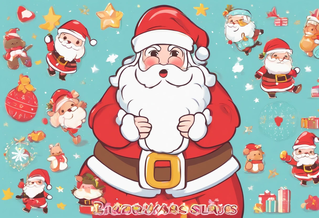 santa claus、Single-color background、simple background、masterpiece, Best Quality,a very delicate and beautiful