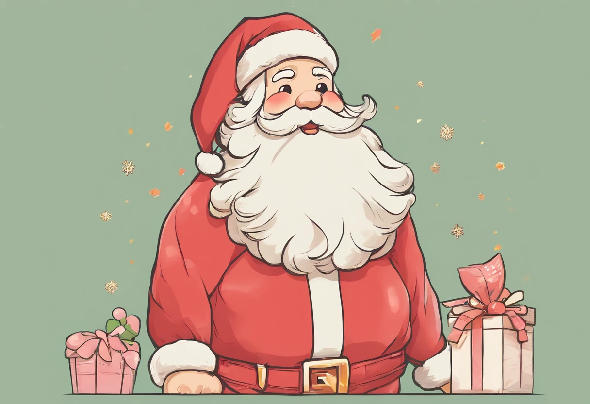 santa claus、Single-color background、simple background、masterpiece, Best Quality,a very delicate and beautiful