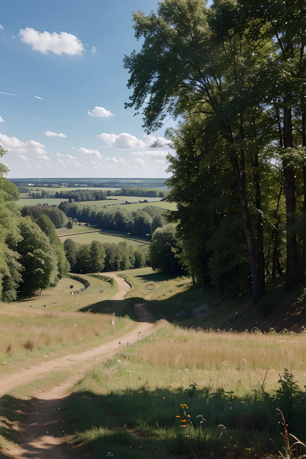letho, Sunny day, fields, forests, blue skies, Russia