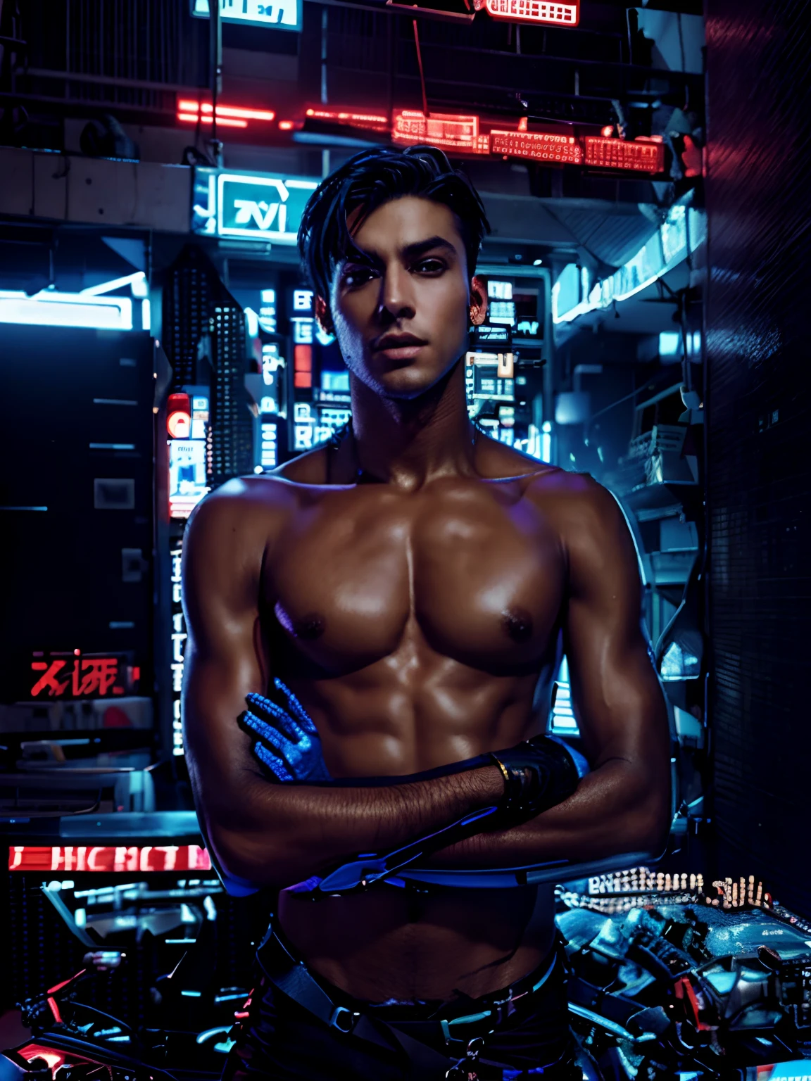 Change background cyberpunk handsome boy, realistic face, 8k, ultra realistic, v 4