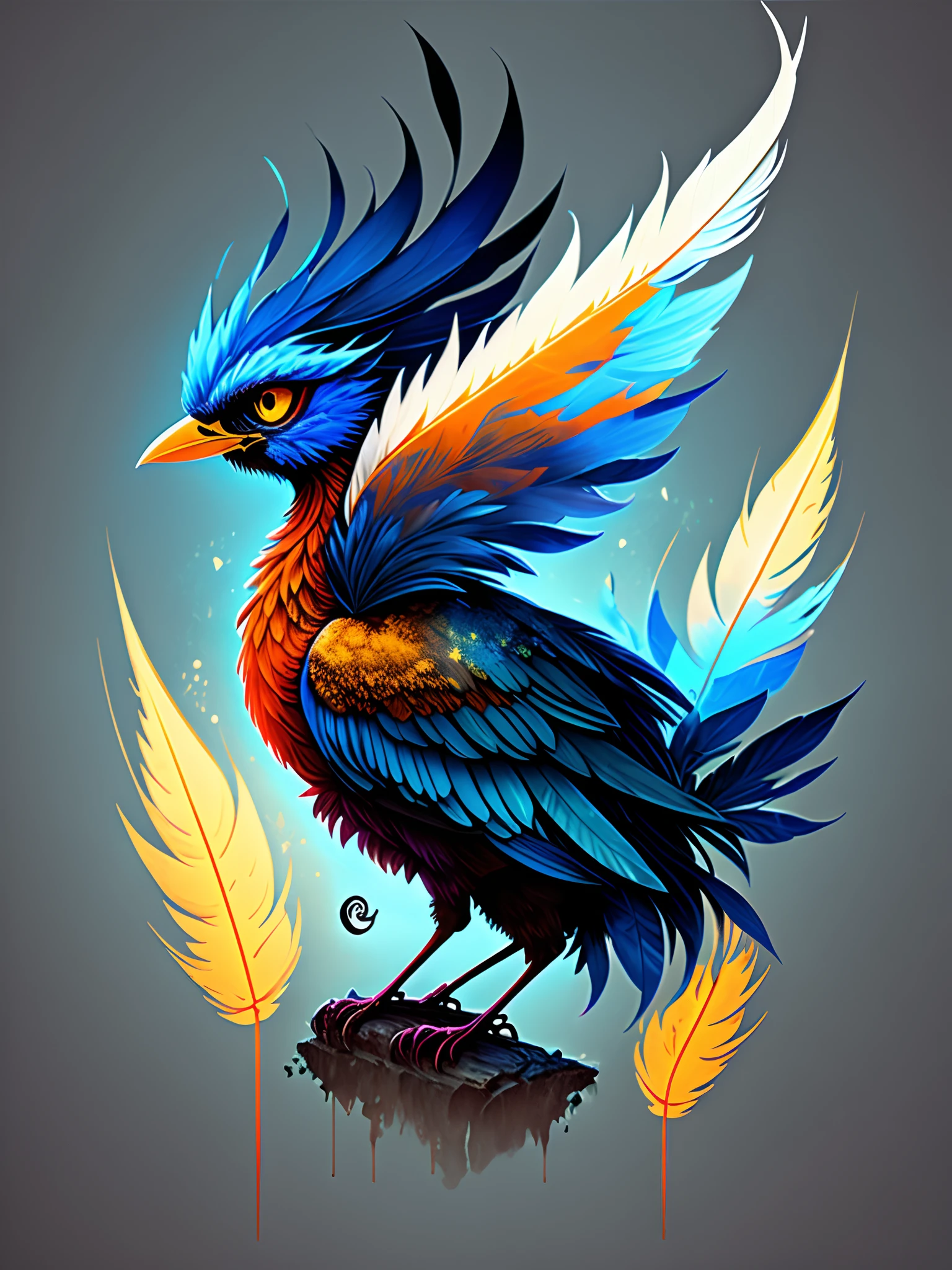 Blue phoenix with blade feather