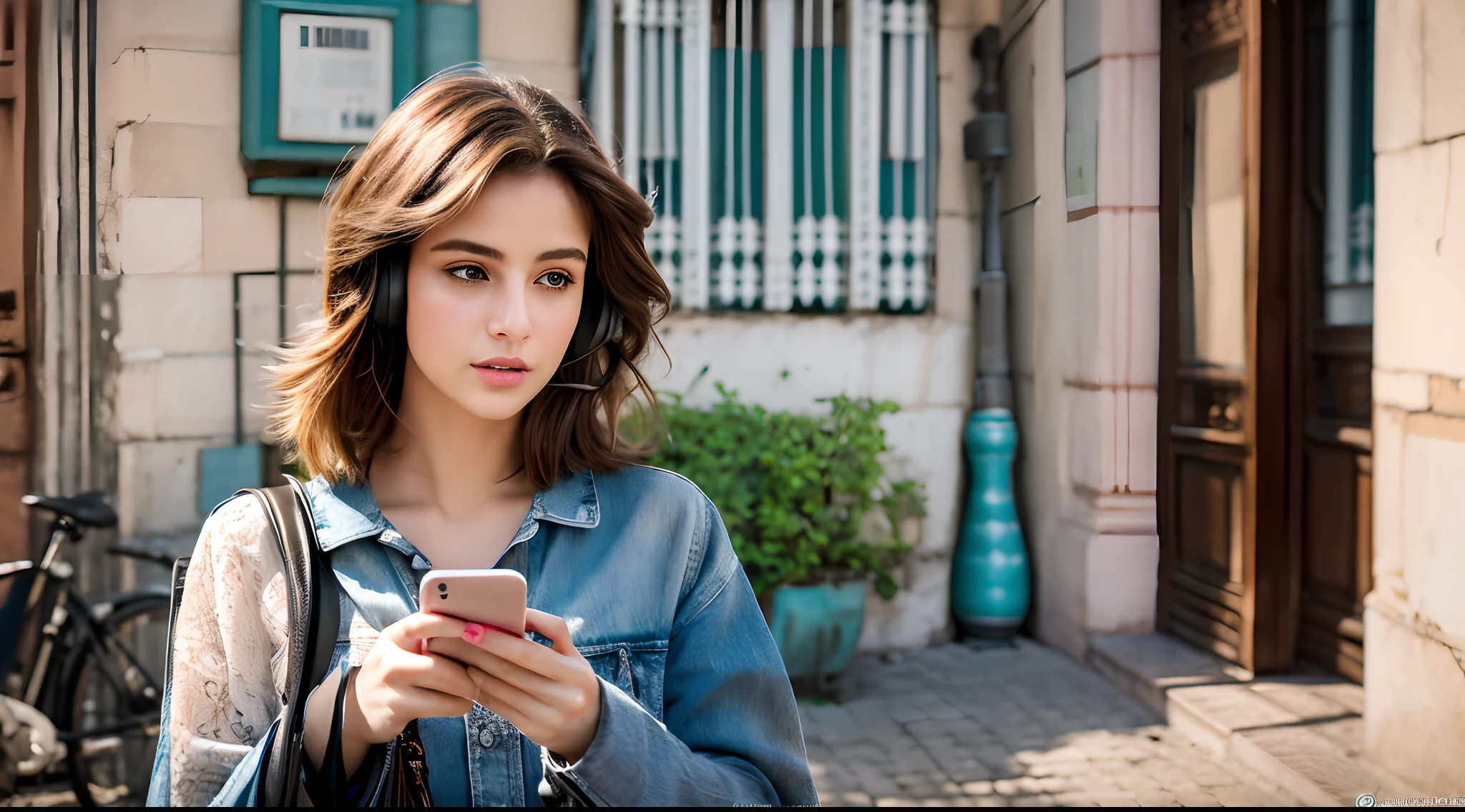 menina usando fones de ouvido,anime,master part:1.2,Retratos,(best quality,4k,8k,Altas),HDR,UHD,ultra-detalhado,Realistic,
Fundo da cidade,fotorrealista:1.37,vivid colors,foco nítido,Physically-based rendering,profissional,
olhos muito detalhados,beautiful lips,Music lover,cabelos longos,roupa da moda,Pose legal,Grafite de rua,poster background,
Arte de Conrad Roset e Ilya Kuvshinov