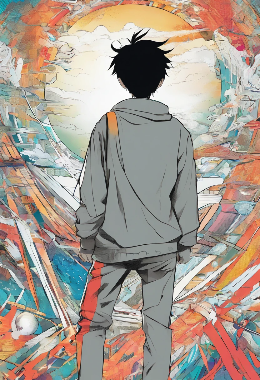 The back view of the boy