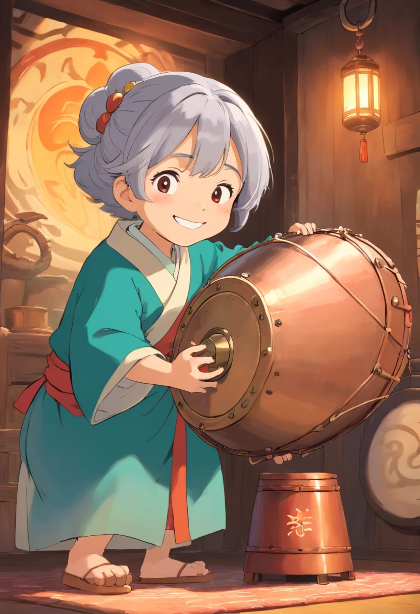 Grandma（ssmile）：Of course，My baby。The copper drum symbolizes strength in Zhuang culture、Unity and glory。