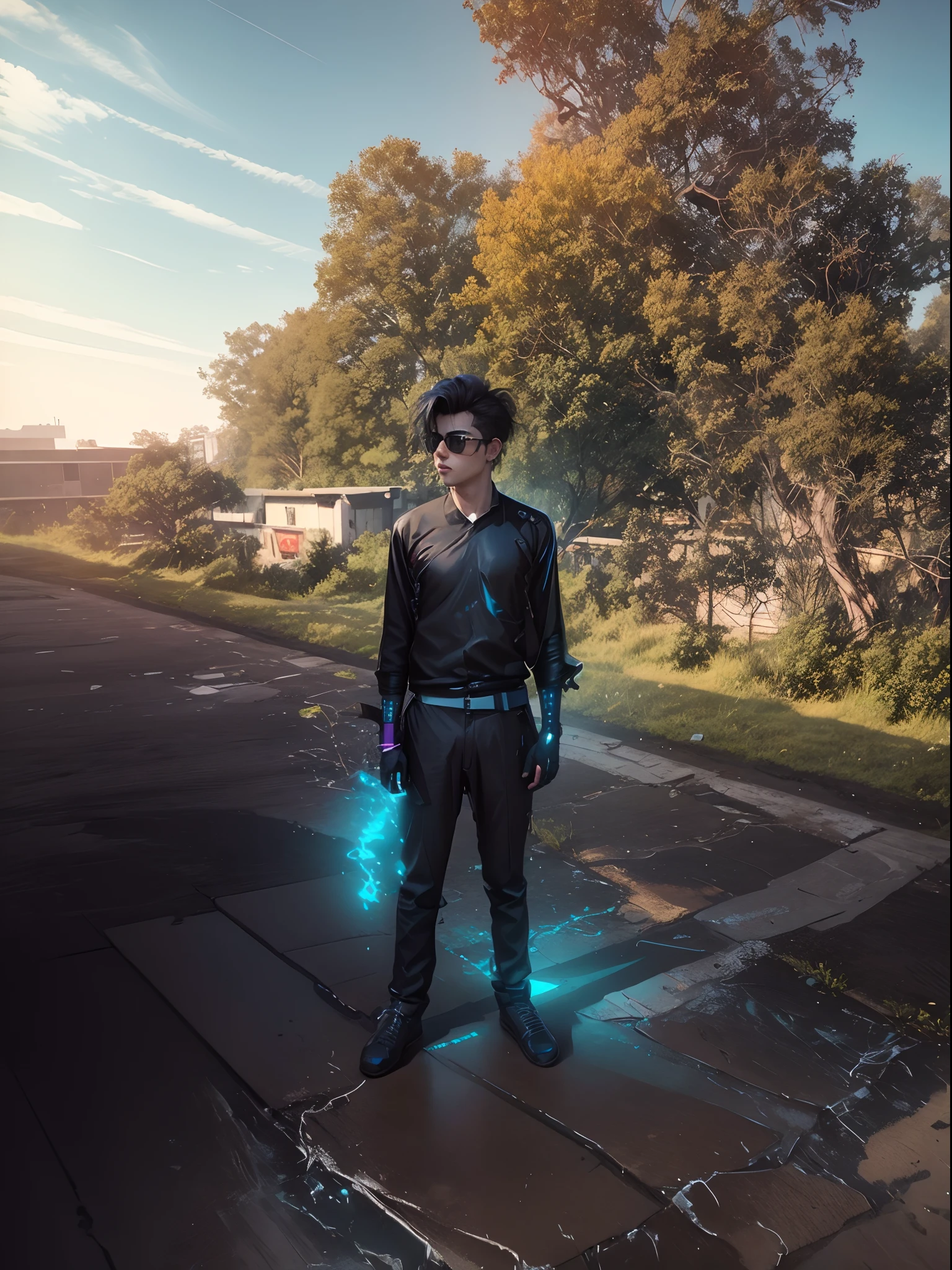 Change background cyberpunk handsome boy, realistic face 8k ultra realistic