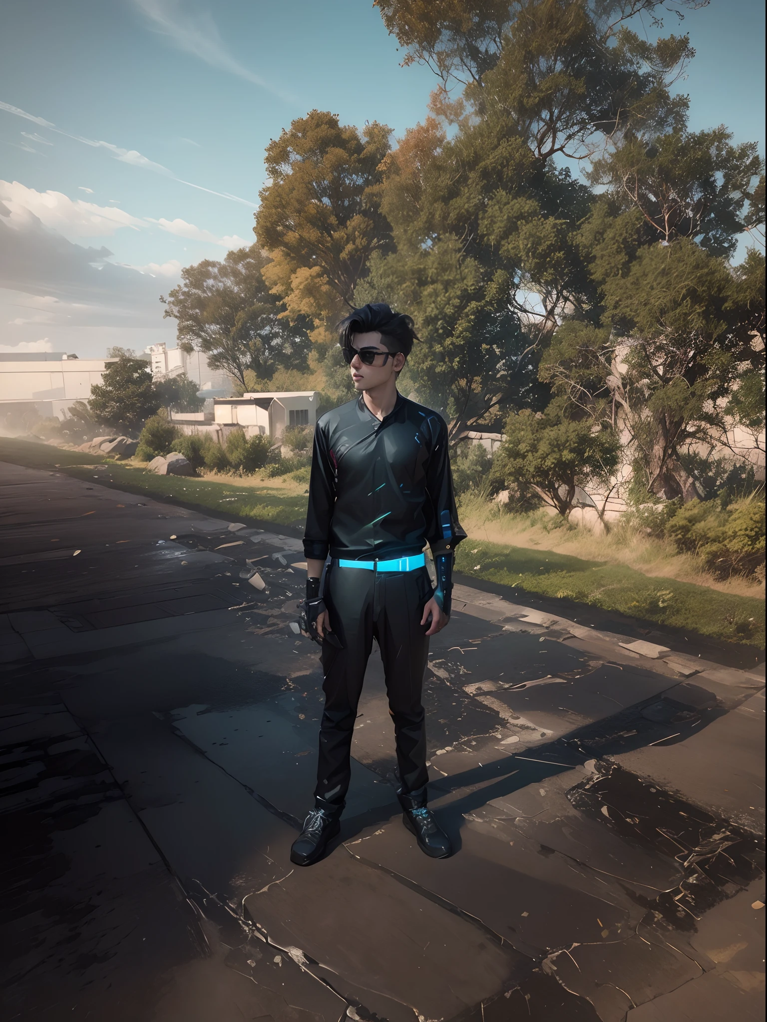 Change background cyberpunk handsome boy, realistic face 8k ultra realistic