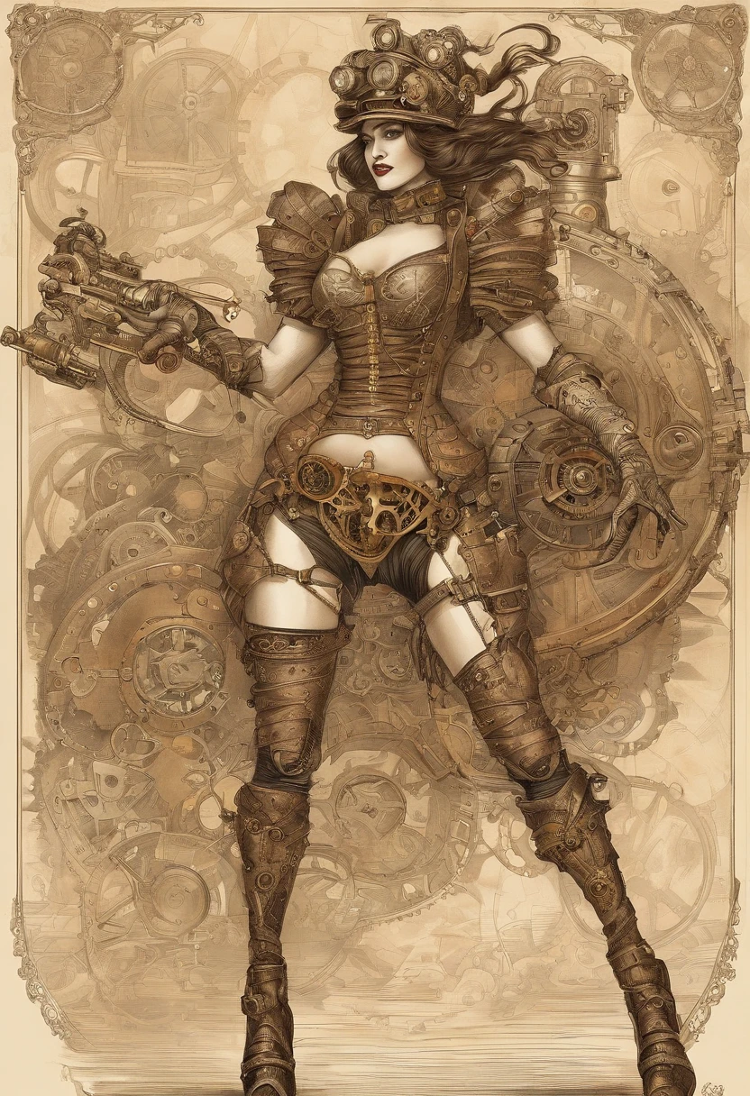 Sexy girl fighting with a robot