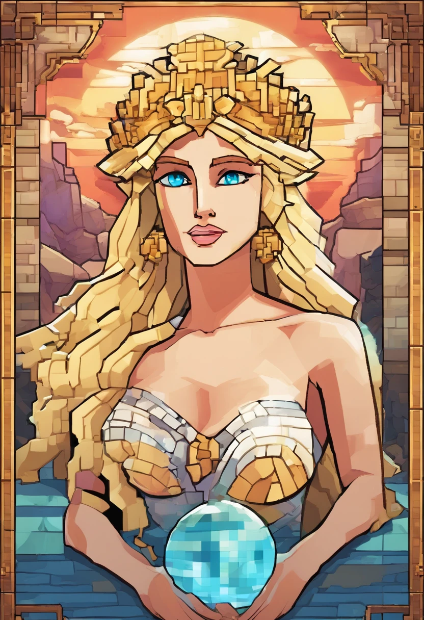 1 greek goddess, blonde, long wavy hair, aphrodite, venus, half body, masterpiece, high quality big boobs, splash art